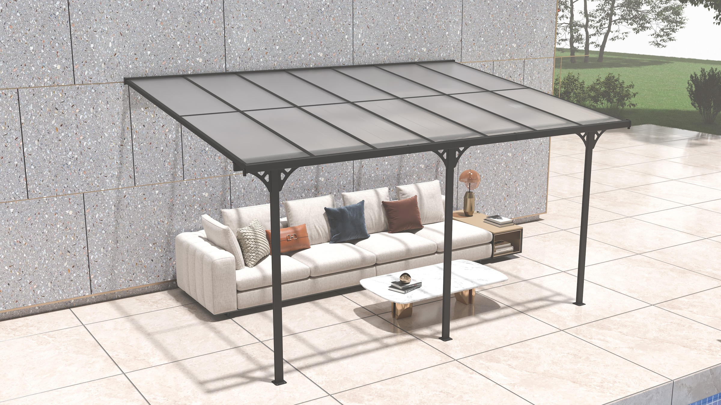WESTMANN Terrassendach »Bruce«, Rahmen aus pulverbeschichtetem Aluminium, schwarz