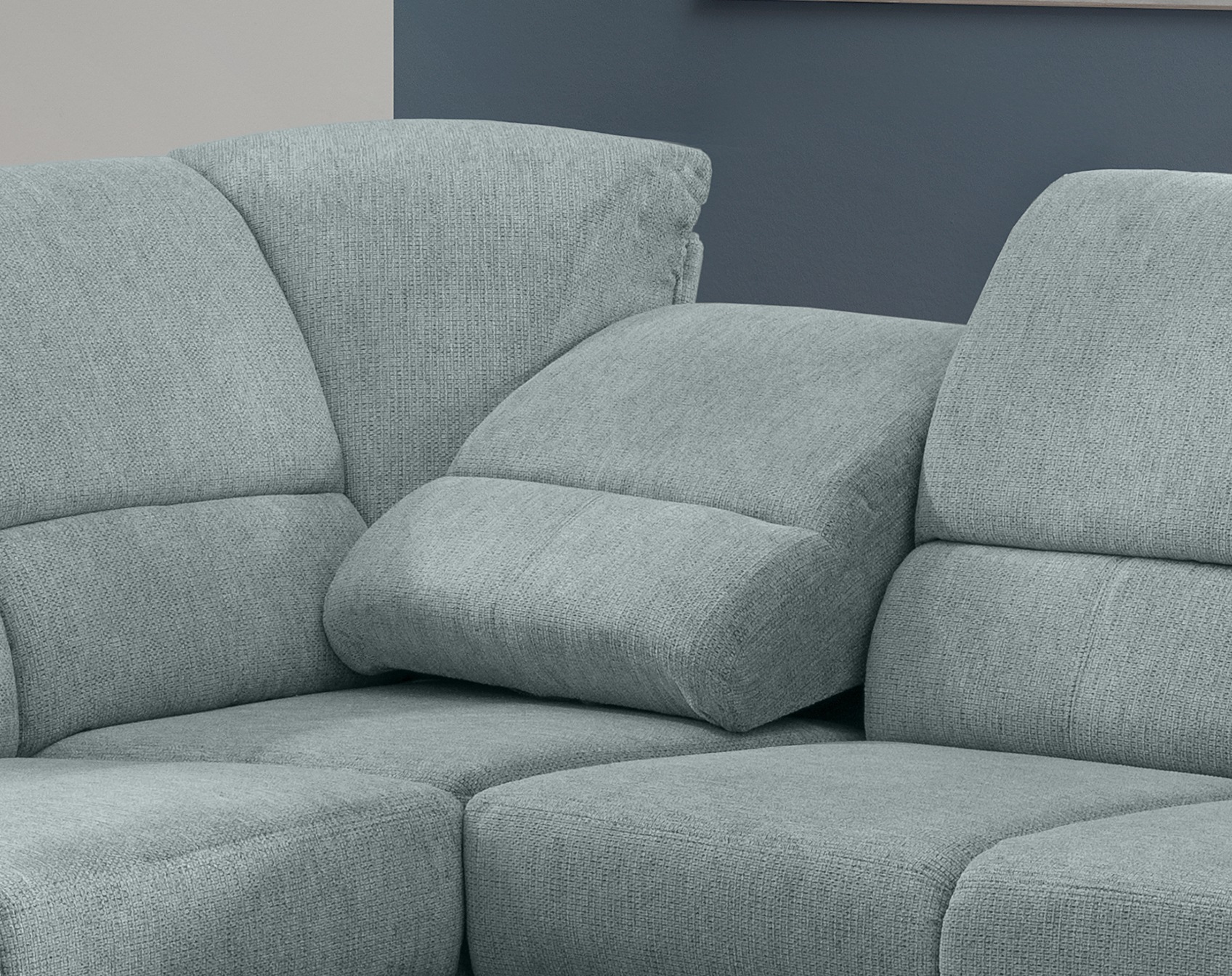 Home affaire Ecksofa »Pisa L-Form, mit Schlaffunktion, Stauraum, 2x höhenverstellbare«, Kopfstützen und Relaxfunktion im Eckelement