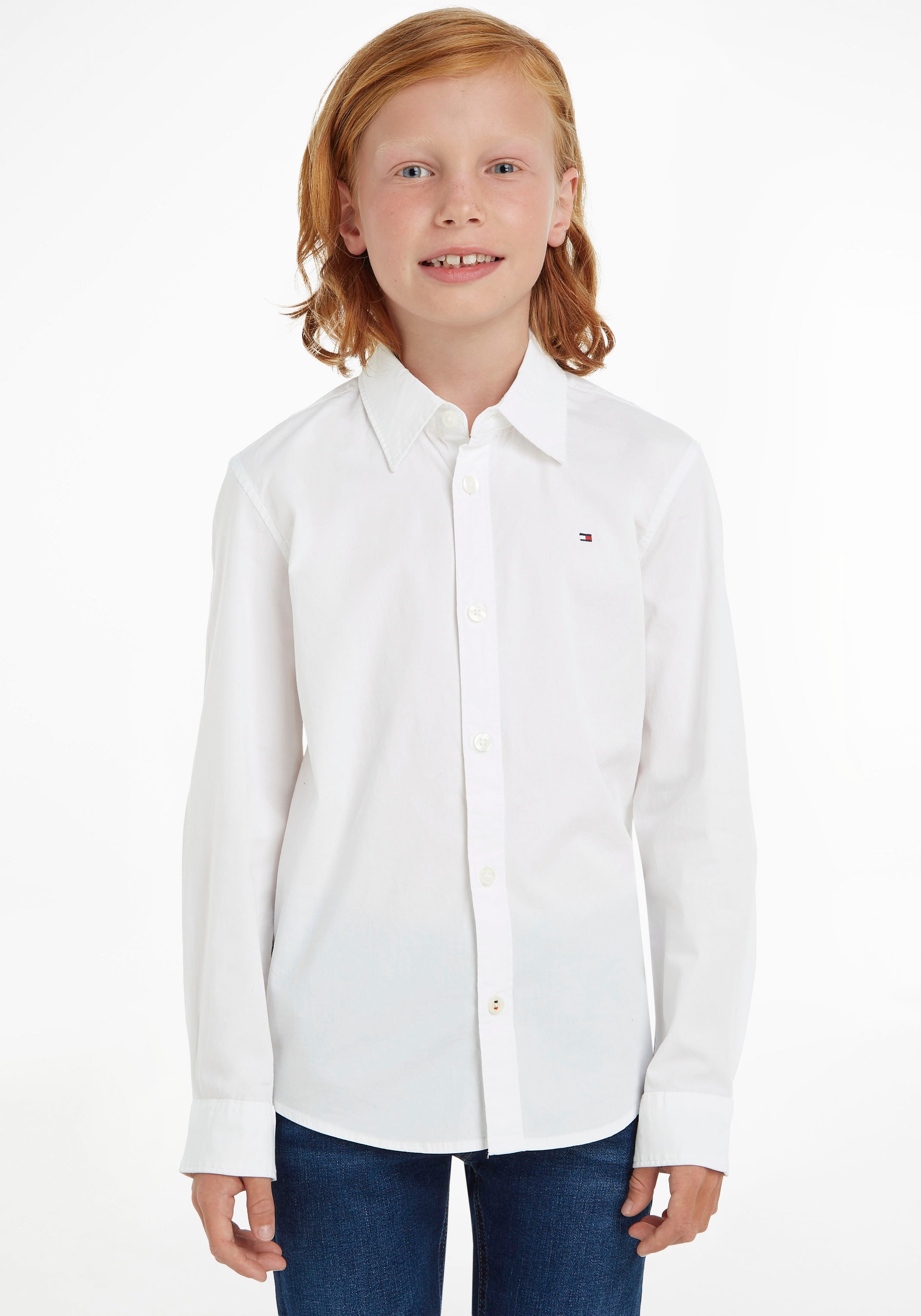 Tommy Hilfiger Langarmhemd »SOLID STRETCH POPLIN SHIRT L/S« für Jungen