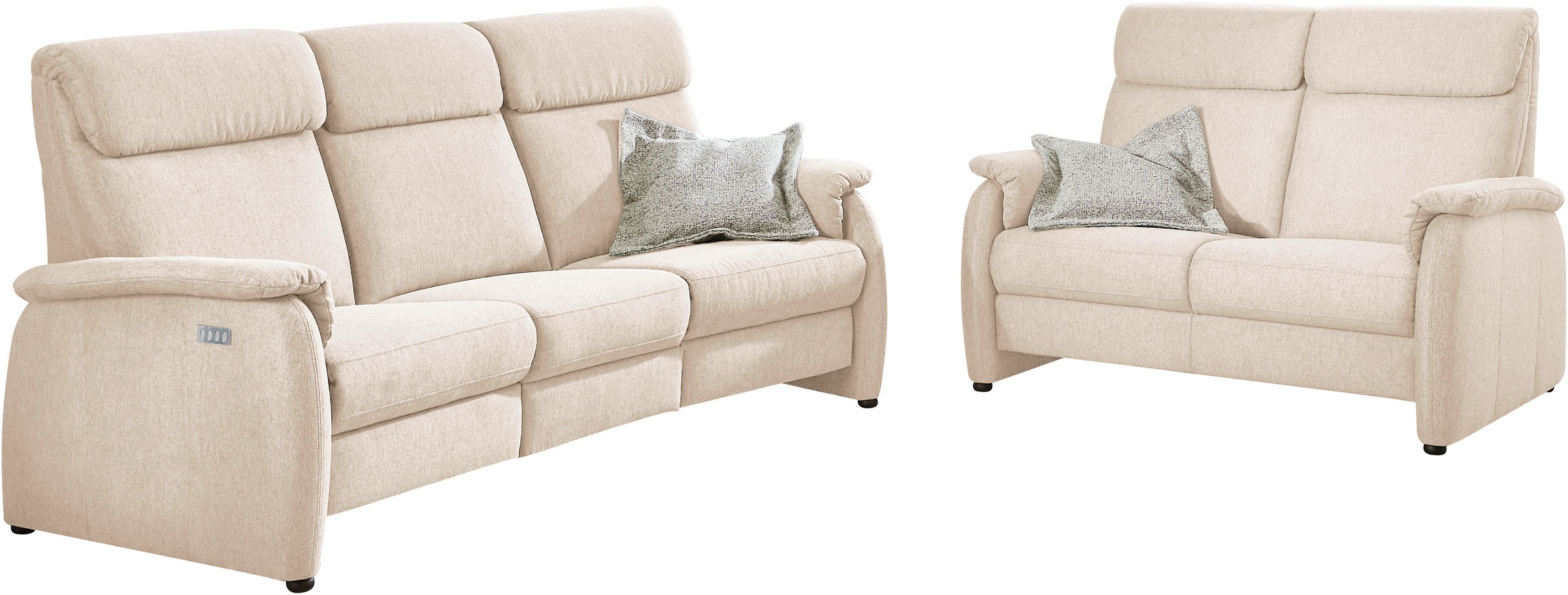 Home affaire Polstergarnitur »Turin, 2,5- & 3-Sitzer mit elektrischer Relaxfunktion« Set, 3-Sitzer mit Tischelement inkl. USB-Ladestation & Steckdose, 4 tlg. tlg. inkl. Tisch, USB & Steckdose, Federkern & pflegeleichtem Bezug