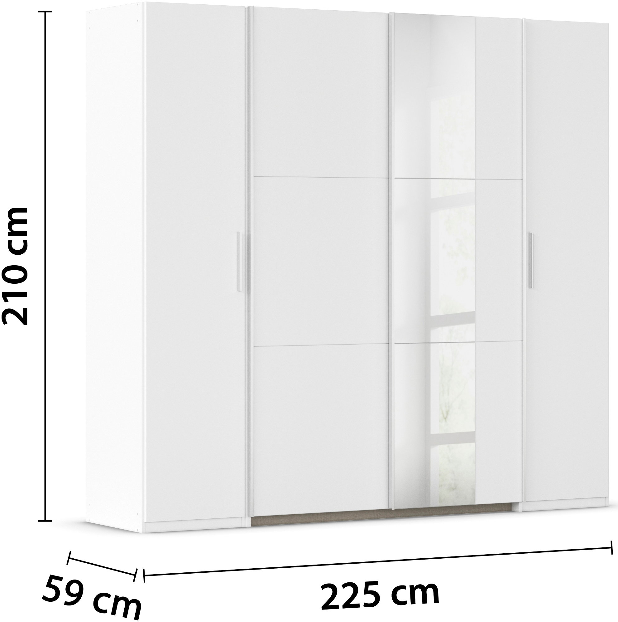 rauch Schwebetürenschrank »Kleiderschrank Drehtürenschrank Schrank Garderobe KRONACH TOPSELLER« in 3 Ausstattungen BASIC/CLASSIC/PREMIUM, Breiten 225/268/311/354 cm,  Kombischrank optional mit 1 oder 2 Spiegel viele Böden MADE IN GERMANY