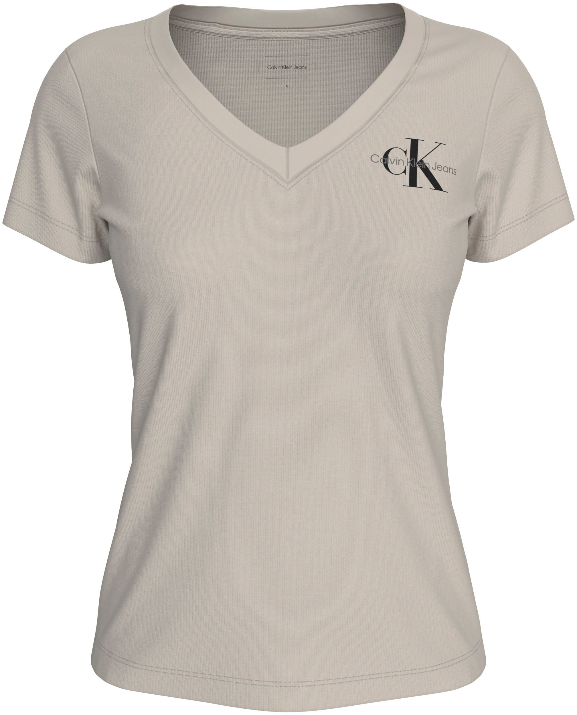 Calvin Klein Jeans T-Shirt »2-PACK MONOLOGO V-NECK TEE«, (Packung, 2er-Pack), mit Logomarkenlabel