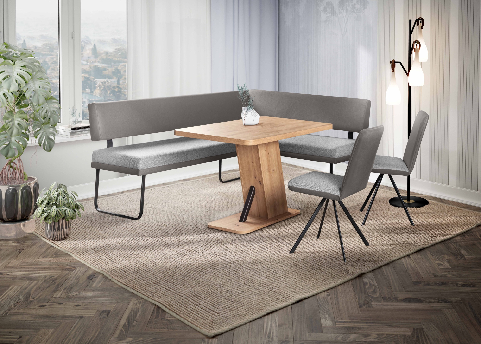 Eckbankgruppe OTTO HOME "Gabi Essecke, Sitzgruppe, Eckbankgruppe, Küchenbankgruppe", graublau, grau, schwarz, B:214cm H:87cm T:164cm