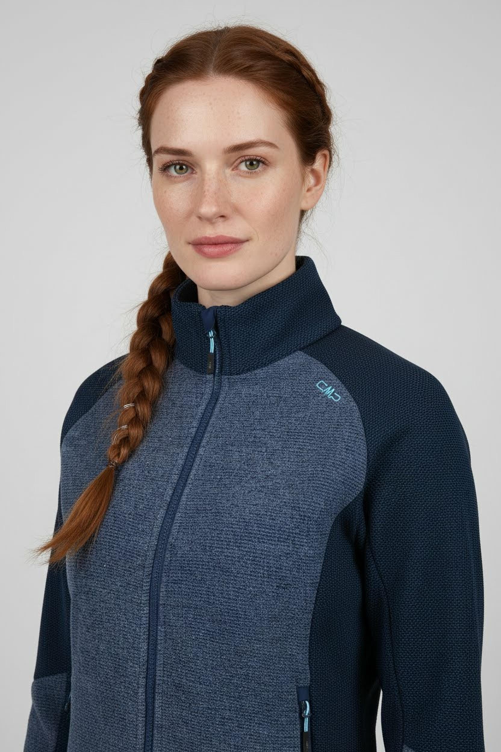 CMP Strickfleecejacke sportlicher Stil, mit Reißverschluss, atmungsaktiv, schnell trocknend