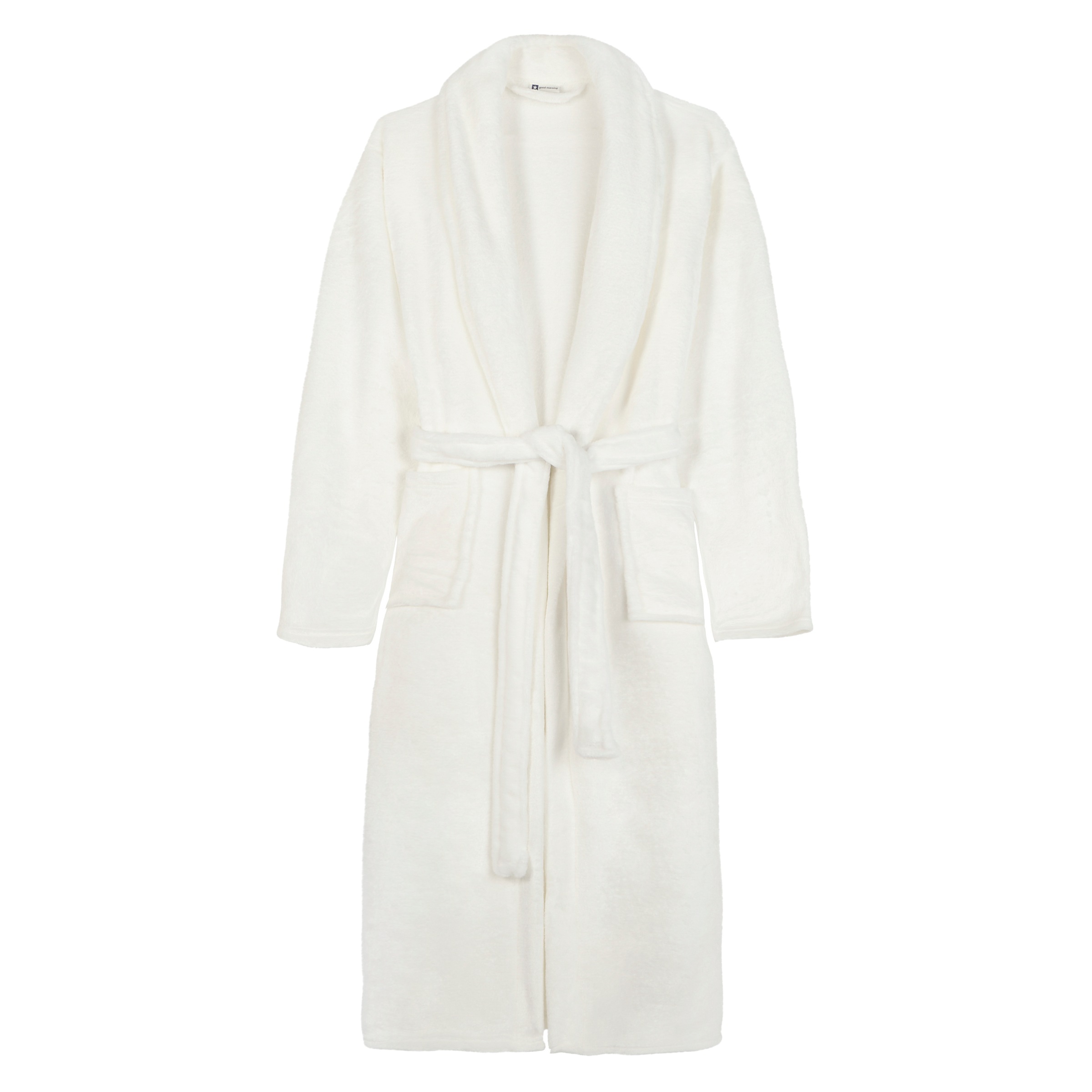 GOOD MORNING Bademantel »Bathrobe uni« Packung, 1x Bademantel, 1 Stk. tlg., Schalkragen, Gürtel, Taschen, Damen & Herren, Velours, Glanz Weiß...