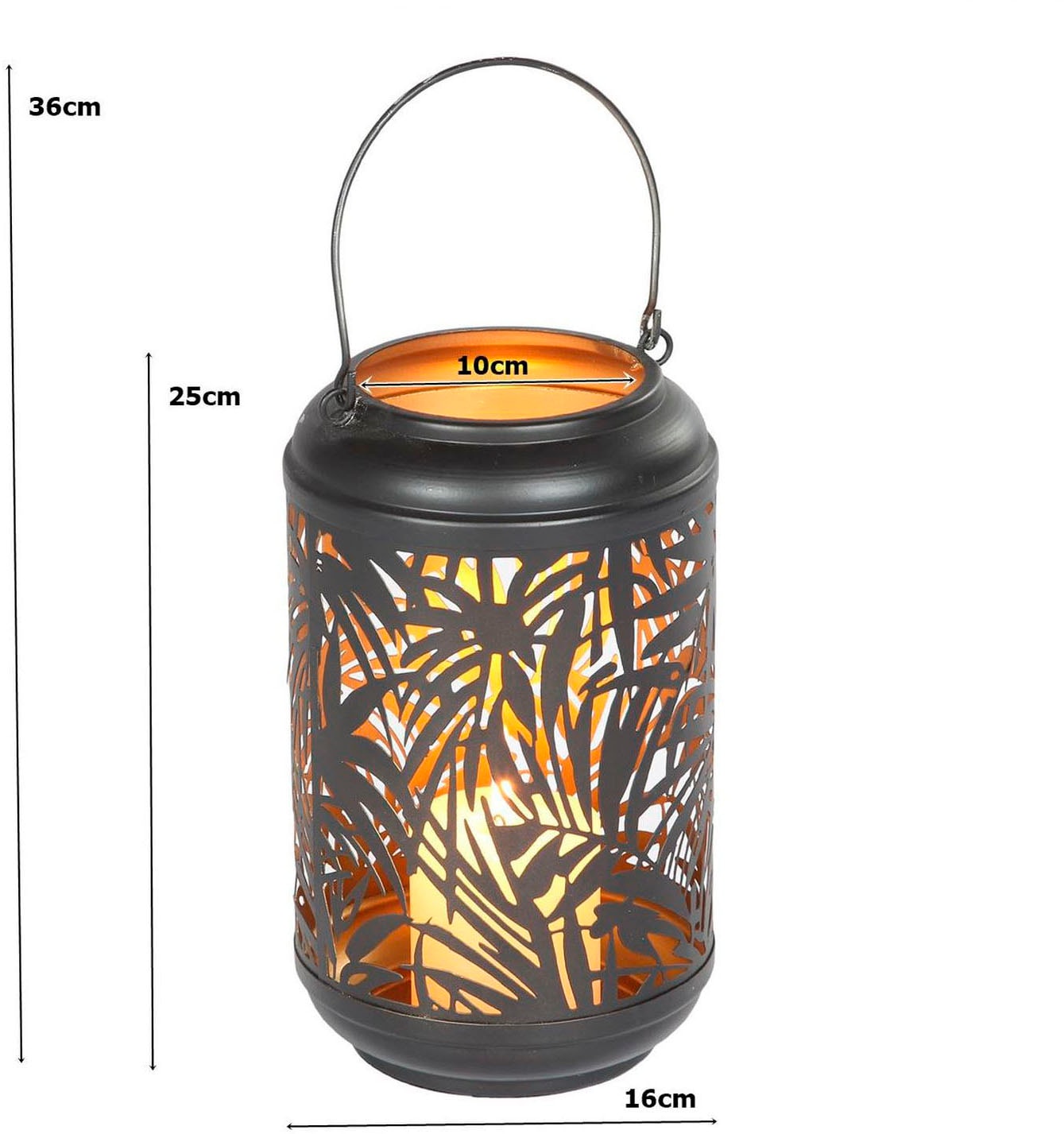 Ambiente Haus Kerzenlaterne »Laterne Palmdesign Metall - (H) 36 cm«