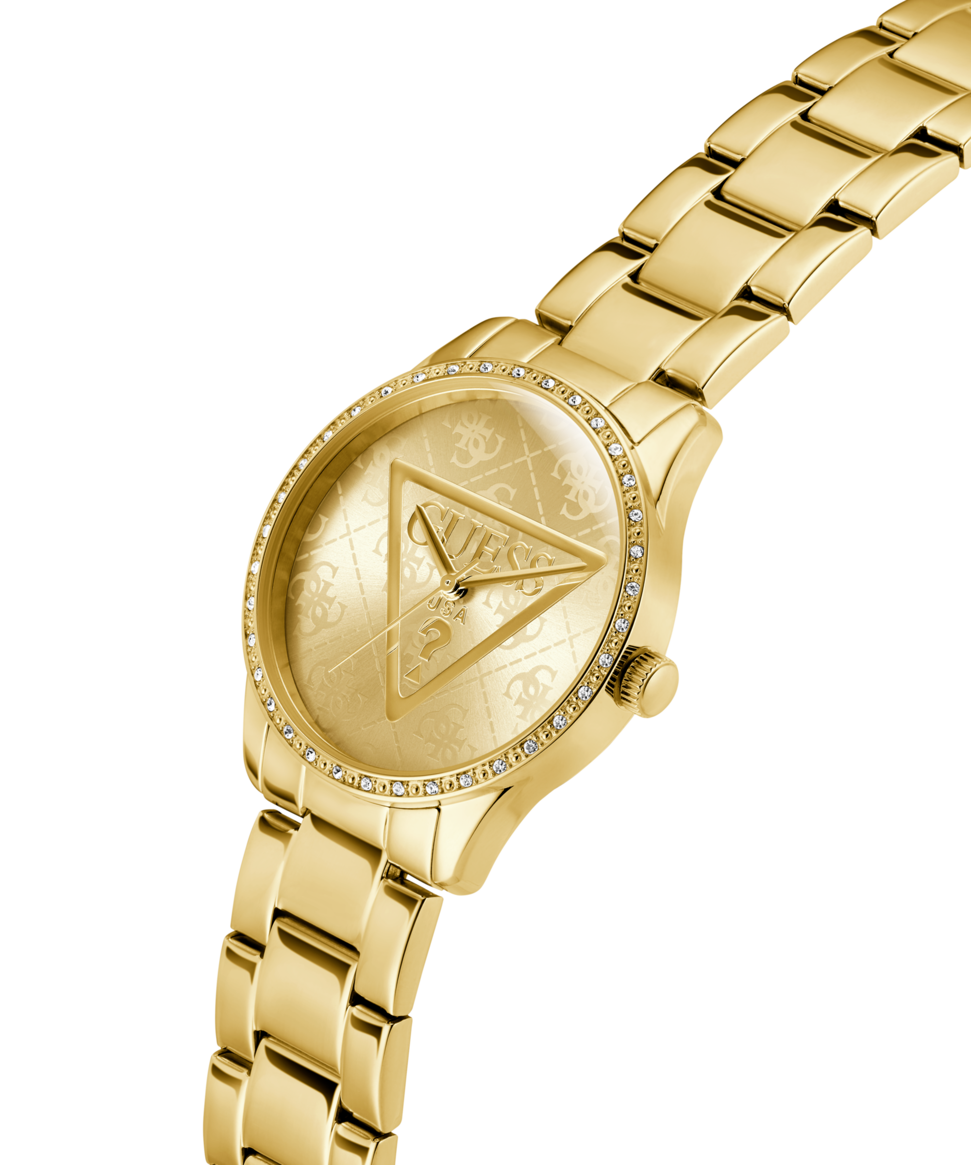 Guess Quarzuhr »ROXY«, Armbanduhr, Damenuhr, Edelstahlarmband, Kristallglas
