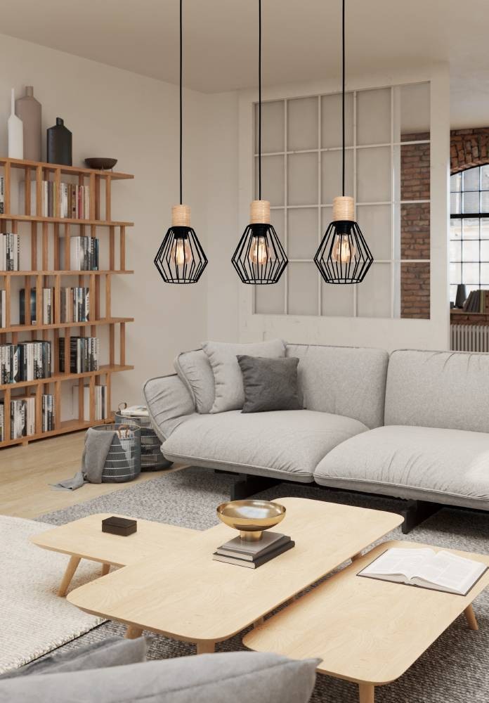 EGLO Hängeleuchte »PALMORLA« E27 1 Stk. Hängelampe Vintage, Stahl und Holz, FSC zertifiziert, E27