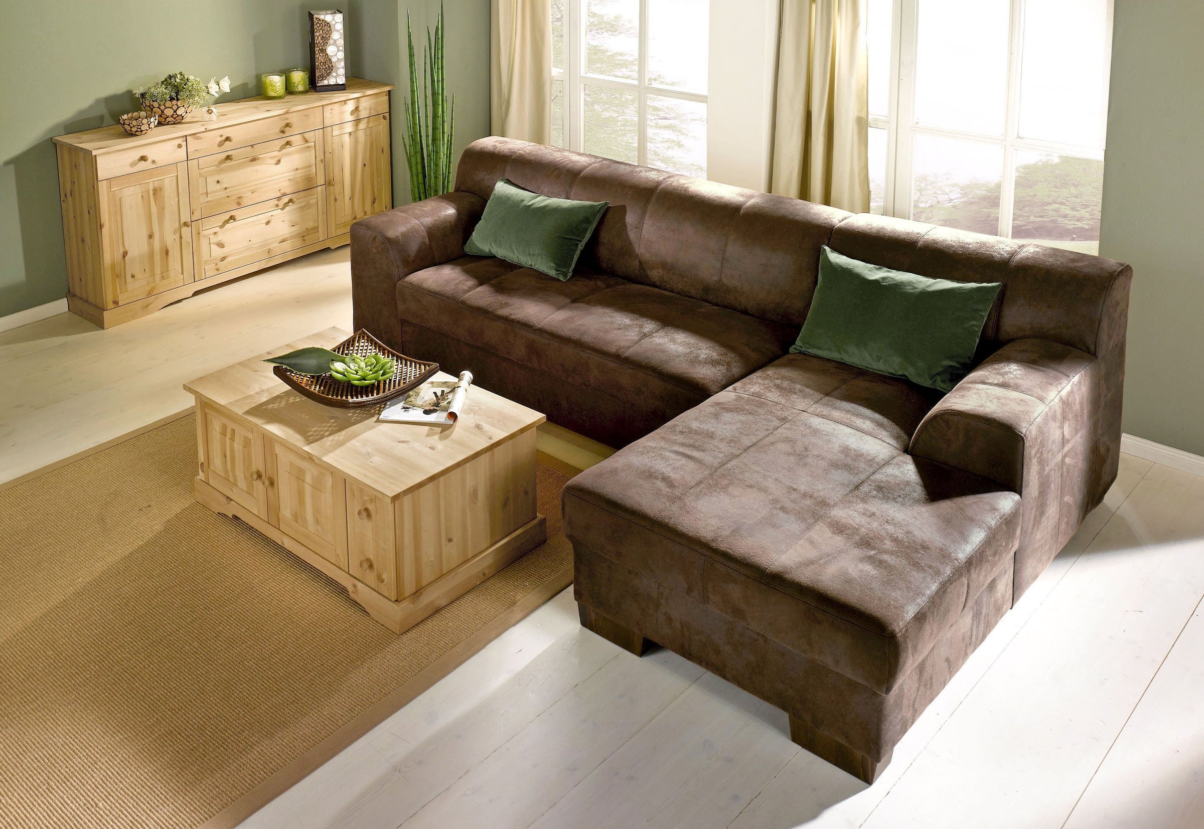 Home affaire Ecksofa »Falk L-Form«, mit Federkern und wahlweise mit Bettfunktion