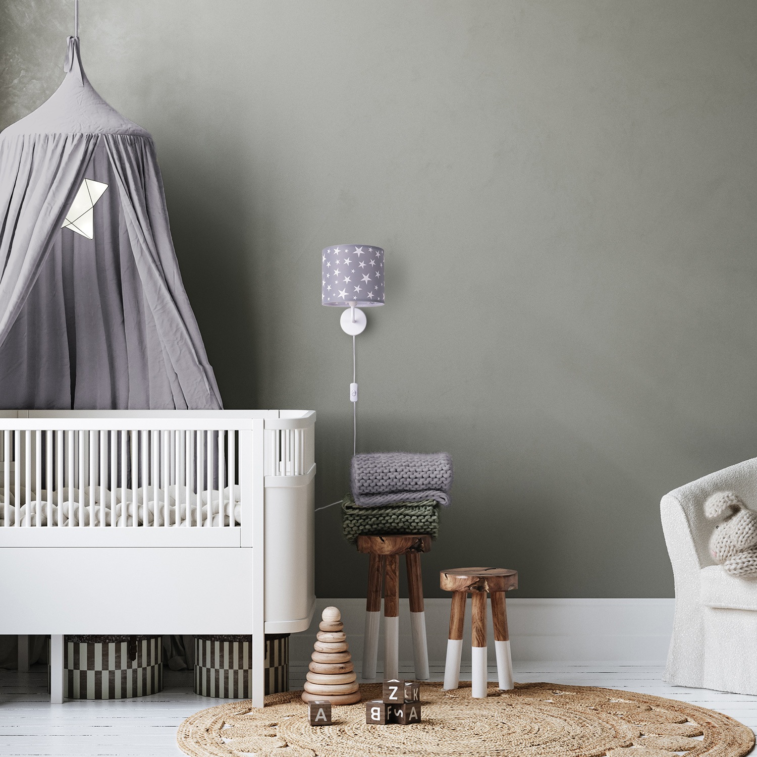 Paco Home Wandleuchte »Capri 315«, 1 flammig, Leuchtmittel E14 | ohne Leuchtmittel, Lampe Kinderzimmer Babyzimmer  âˆ…18cm Sterne Kabellänge 3m E14