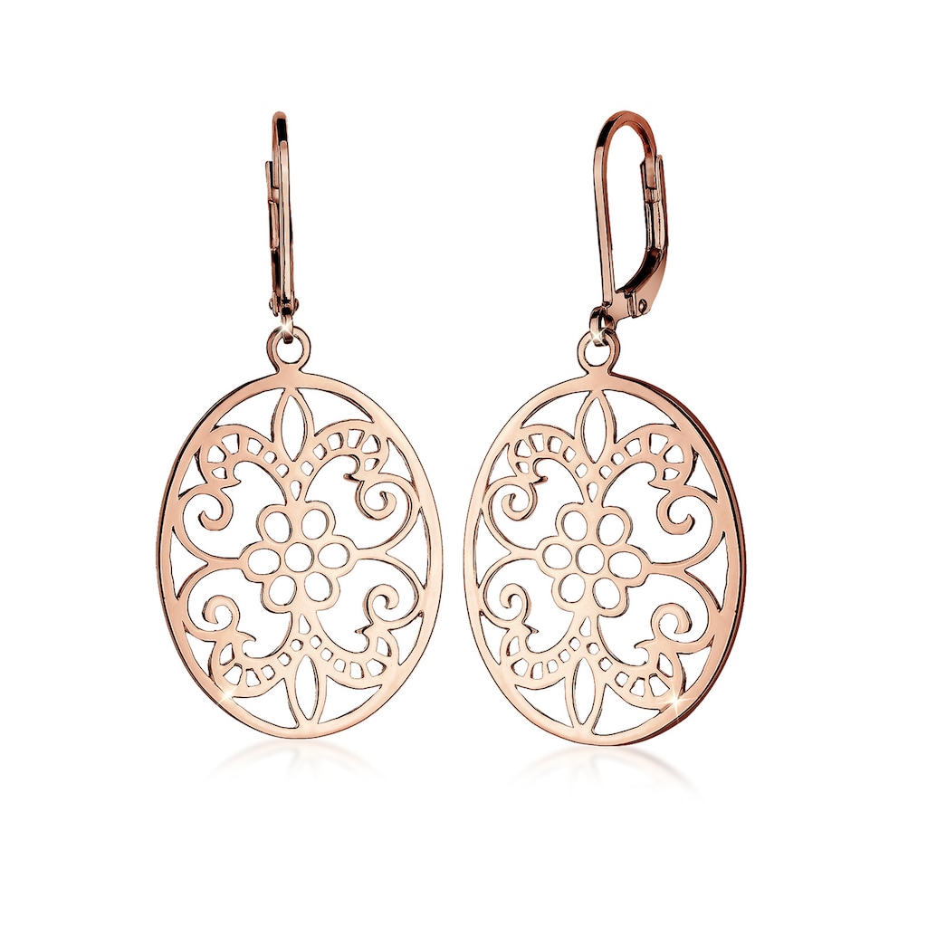 Elli Paar Ohrhänger »Ornament Blume Orientalisch Oval 925 Silber«