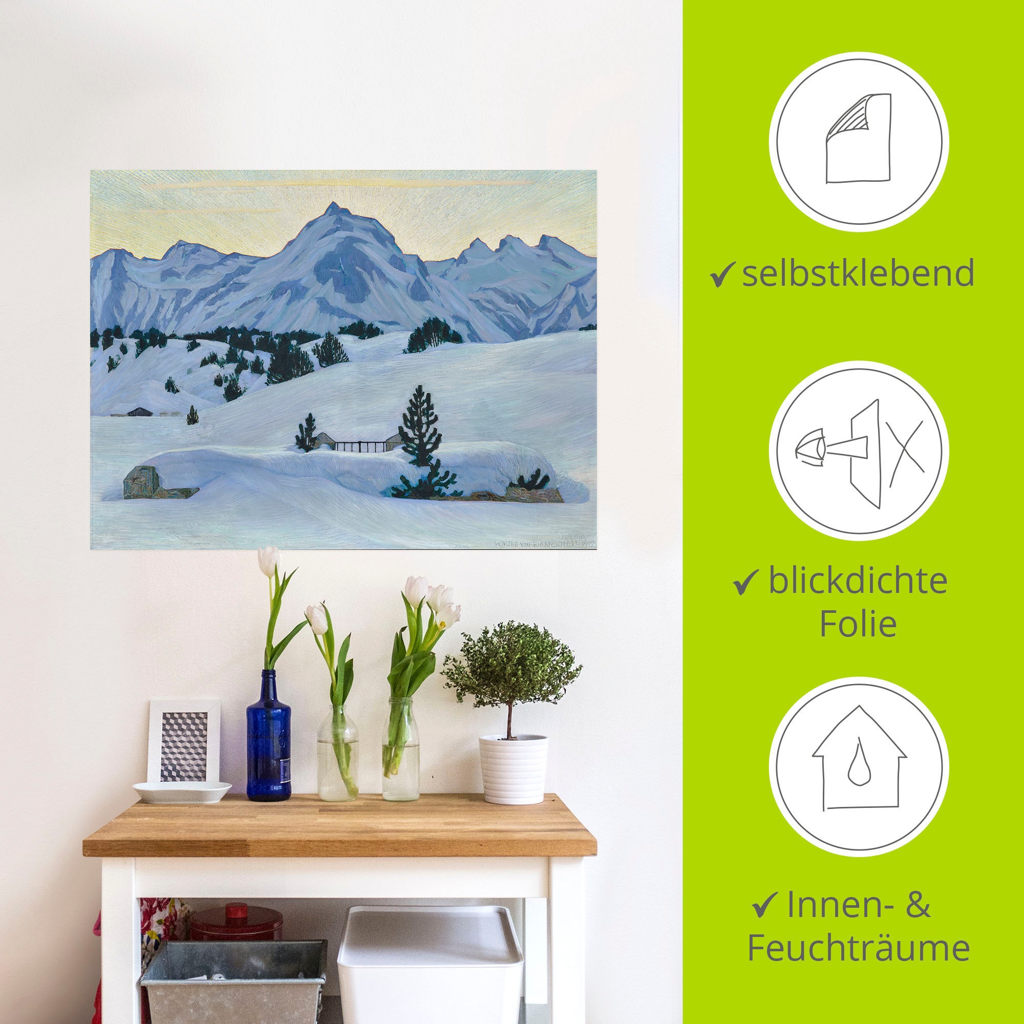 Artland Wandbild »Winterlandschaft bei Maloja. 1912«, Berge & Alpenbilder, (1 St.), als Alubild, Leinwandbild, Wandaufkleber oder Poster in versch. Größen