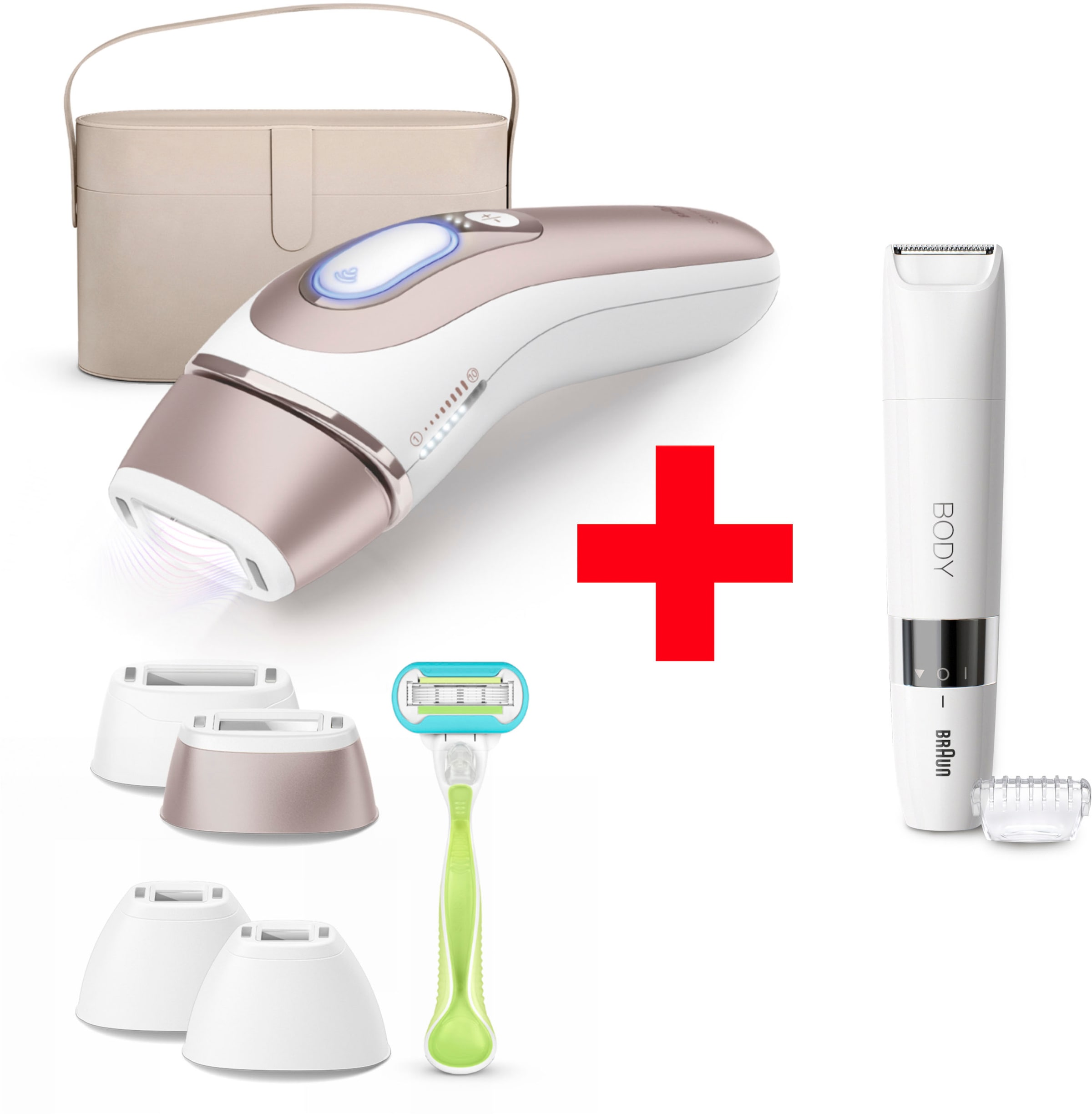 Braun IPL-Haarentferner »Smart Skin i·expert PL7387«, 4 Aufsätze für Gesicht & Körper, Venus Rasierer & Aufbewahrungsbox