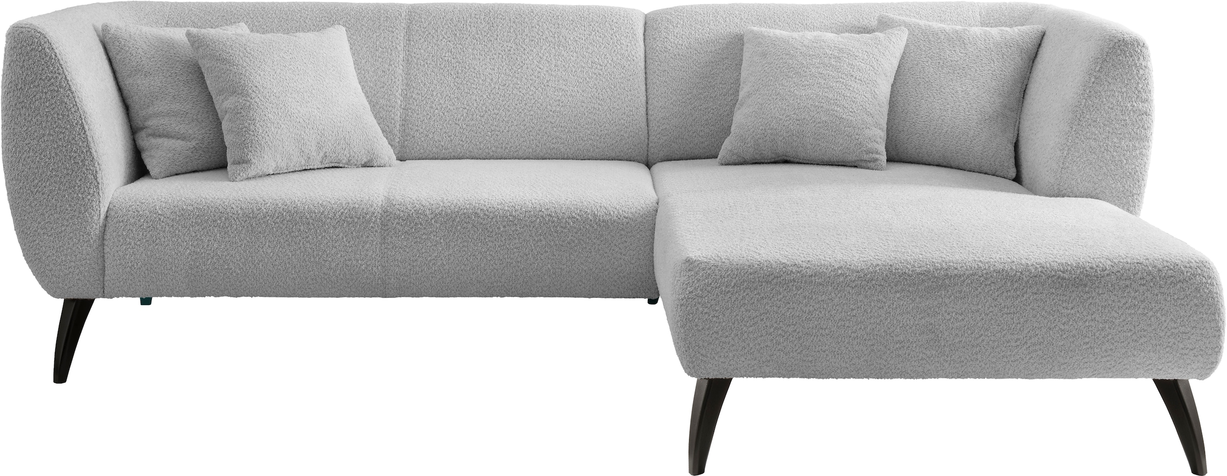 INOSIGN Ecksofa »Colori L-Form«, Holzfußfarbe wählbar, inkl. 4x Zierkissen