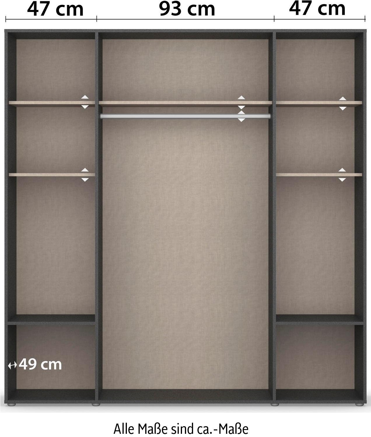 rauch Drehtürenschrank »Kleiderschrank Schrank Garderobe Wäscheschrank VOYAGER«, (in 3 verschiedenen Ausstattungen BASIC/CLASSIC/PREMIUM), moderne Griffe in Graumetallic mit Außenschubkästen MADE IN GERMANY