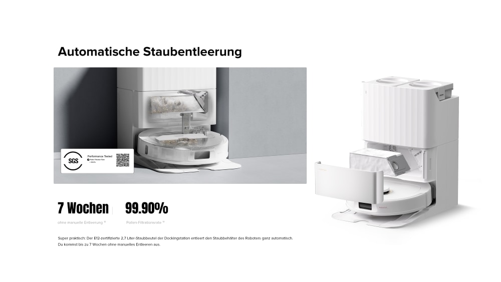 Roborock Saugroboter »Roborock Qrevo 5AE mit Wischfunktion, autom. Moppanhebung« leistungsstarke 12.000 Pa Saugleistung, LDS-Navigationssystem,