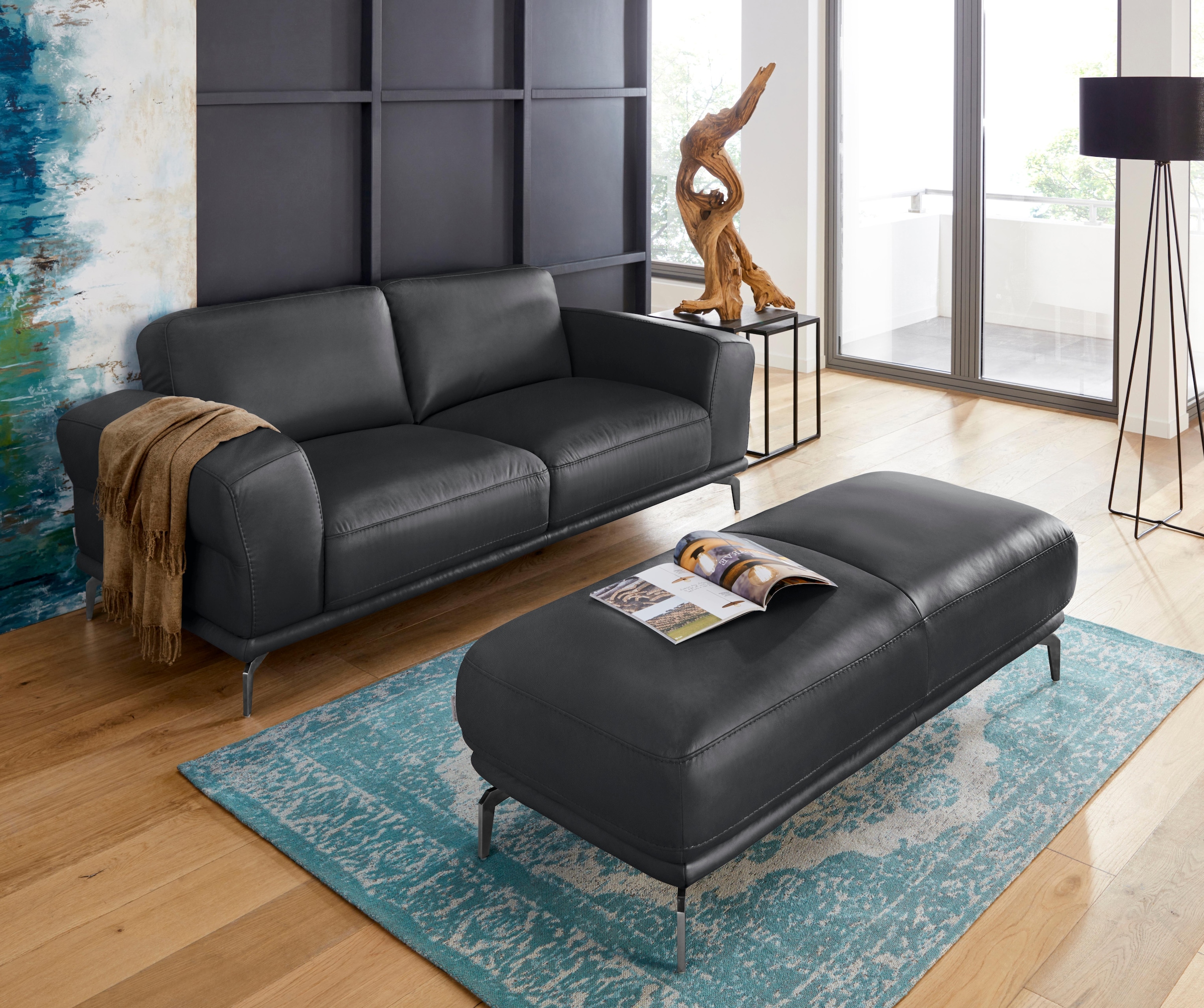 W.SCHILLIG Hocker »montanaa« mit Metallfüßen in Schwarz pulverbeschichtet, Breite 141 cm