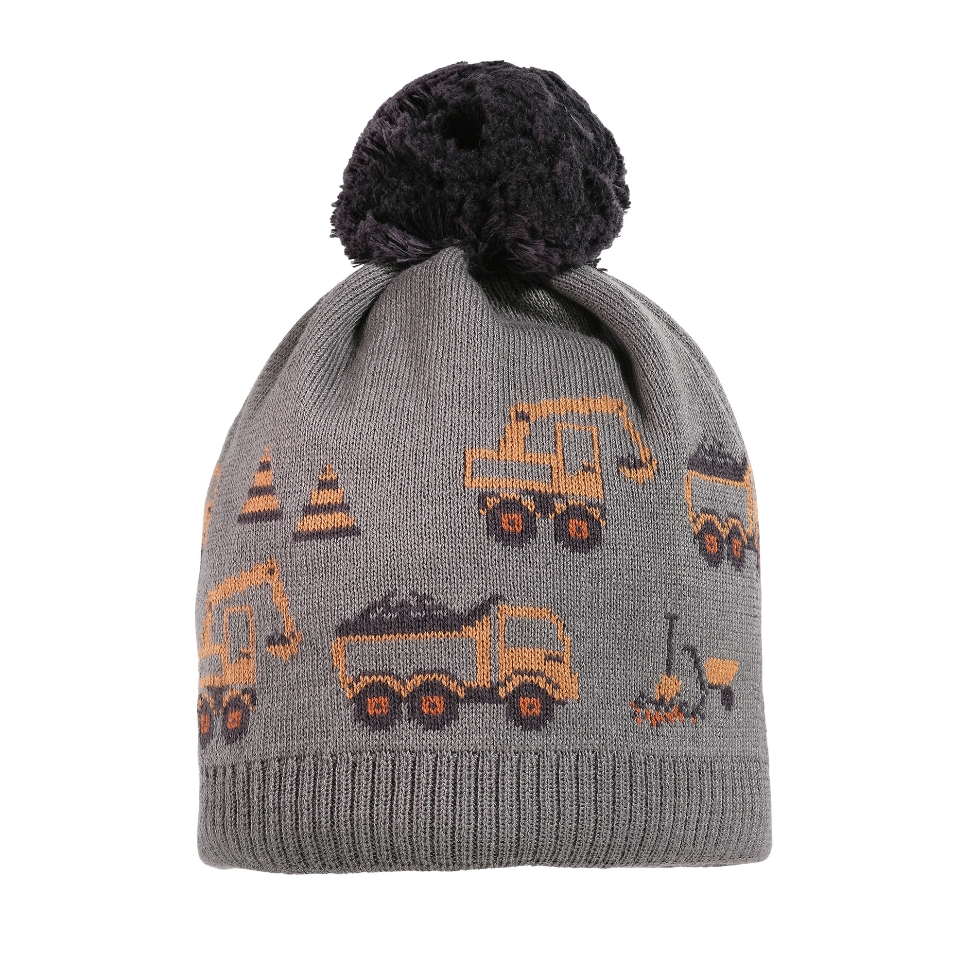 MAXIMO Strickmütze Baumwolle, gefüttert, kontrastfarbener Bommel, Motiv