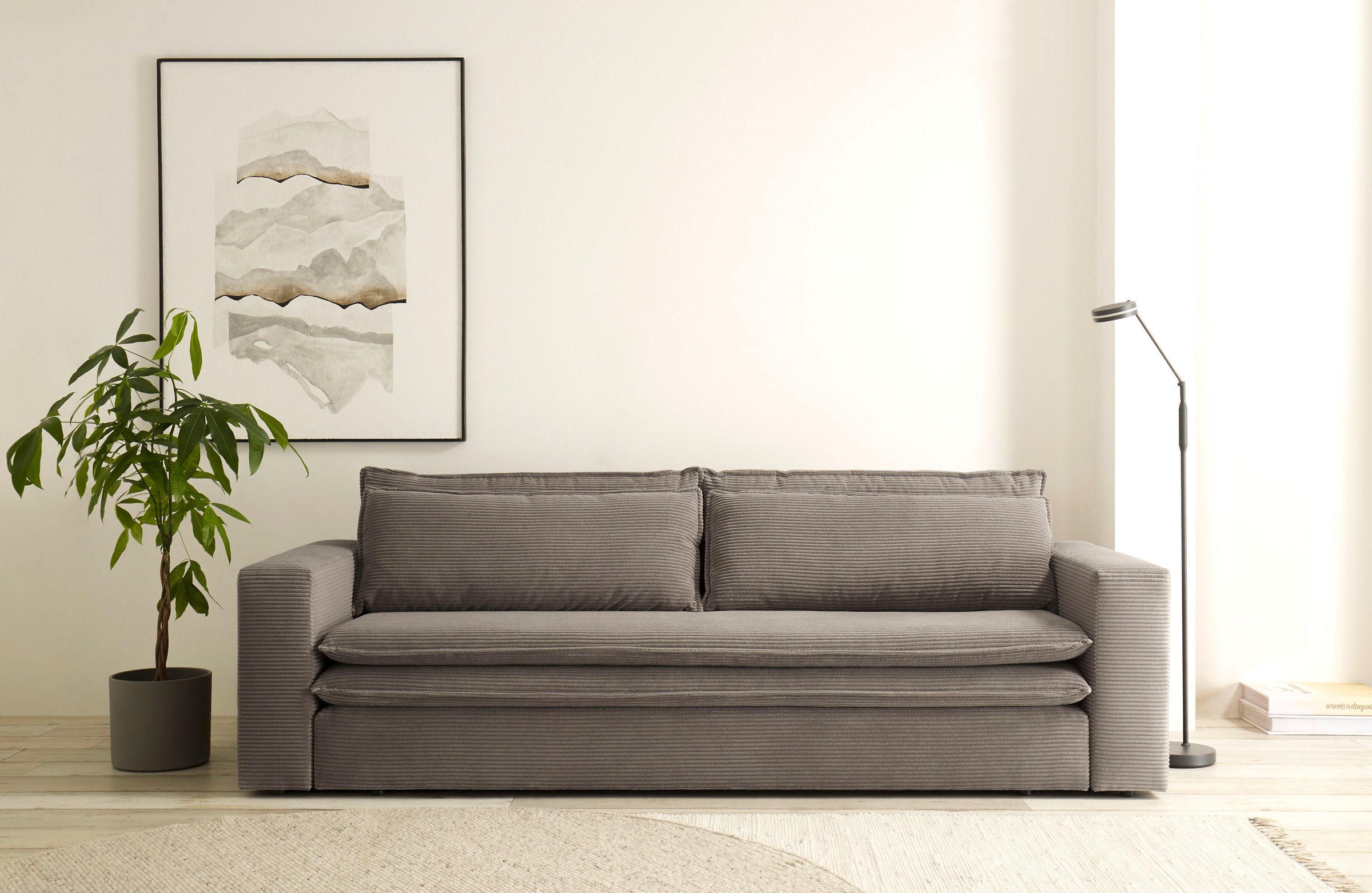 Places of Style 3-Sitzer »PIAGGE«, Cord-Bezug - mit Bettfunktion und Bettka günstig online kaufen