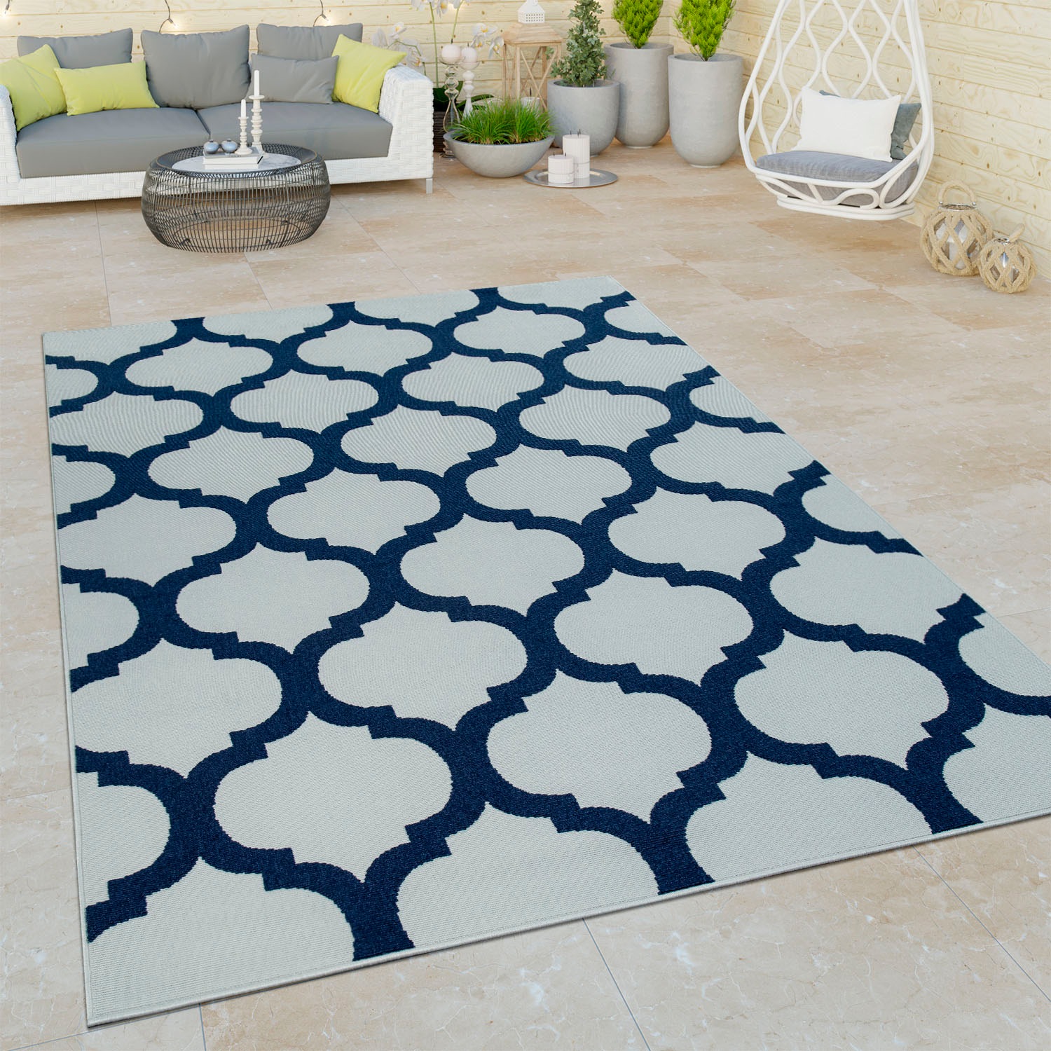 Paco Home Teppich »Namur 327«, rechteckig, 4 mm Höhe, Kurzflor, Ornamente mit 3D-Effekt, In- und Outdoor geeignet