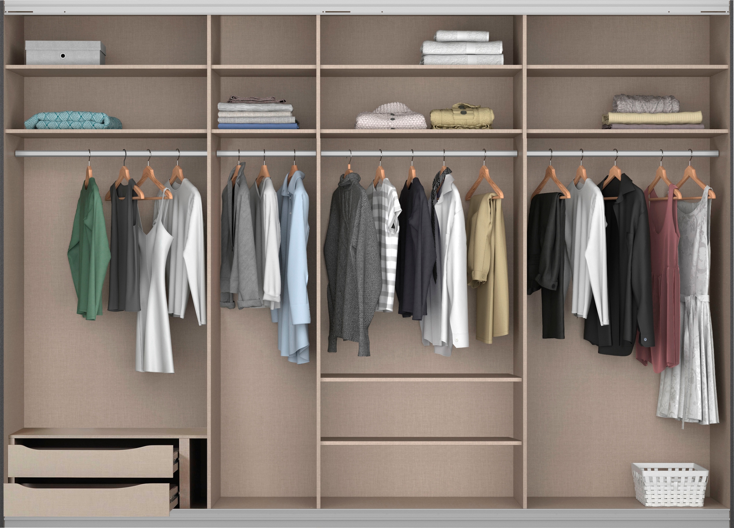 rauch Schwebetürenschrank »Kleiderschrank Schrank Garderobe ORACLE mit Spiegelfront«, inkl. Schubladen-Einsatz und extra Einlegeböden MADE IN GERMANY