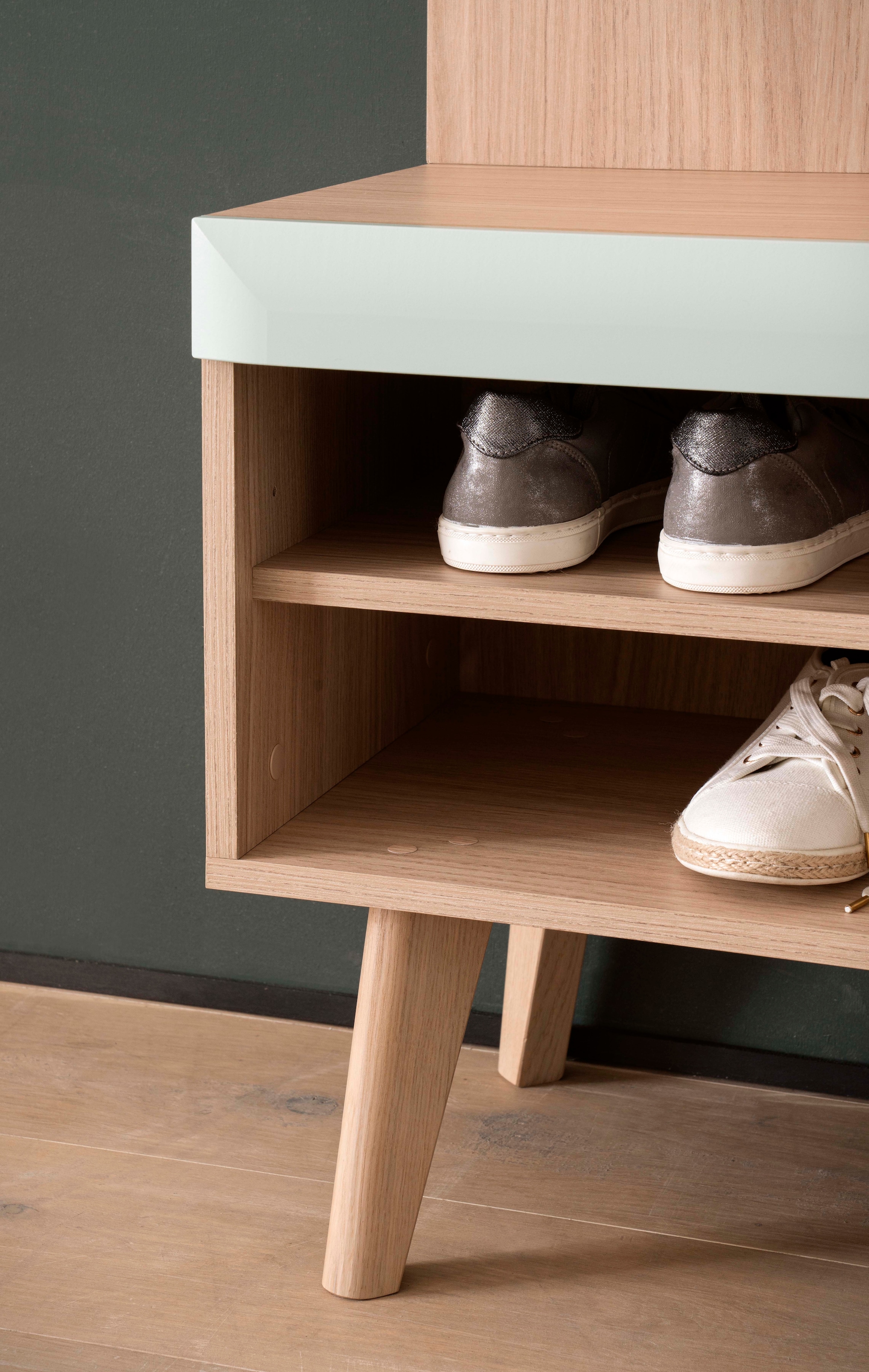Home affaire Garderoben-Set »Torge, Garderobe mit Stauraum, Garderobenschrank im Scandic Design«, (Set, 2 St.), enthält Highboard und Garderobe mit Spiegel, in zwei Farben