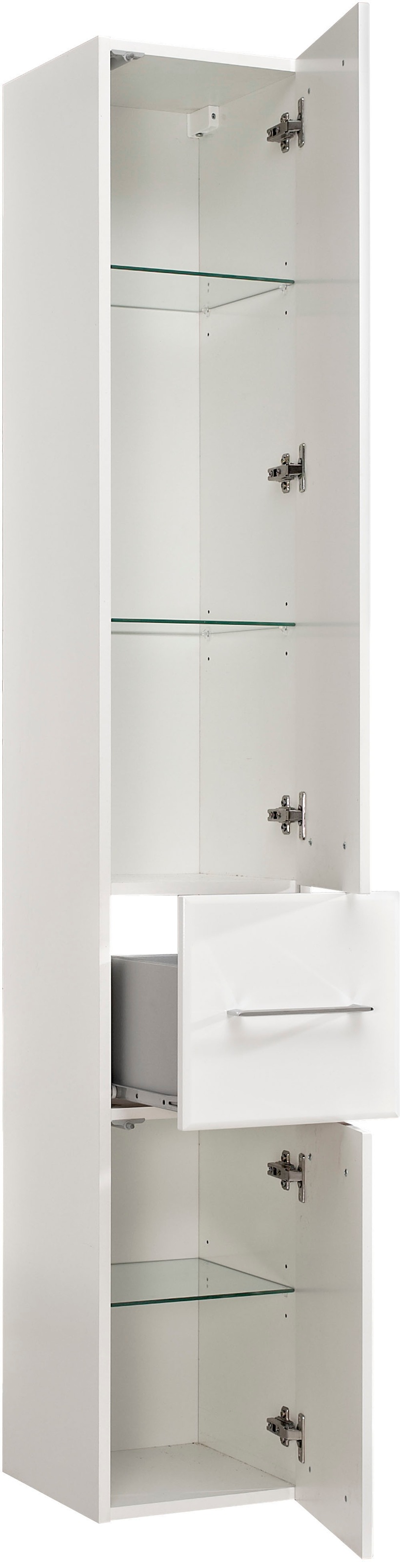 Saphir Badmöbel-Set »Quickset 376 5-teilig, Waschbeckenunterschrank und LED-Spiegelschrank«, (Set, 5 St.), in Weiß Hochglanz, inkl. Türdämpfer, ohne Waschbecken, 9 Türen
