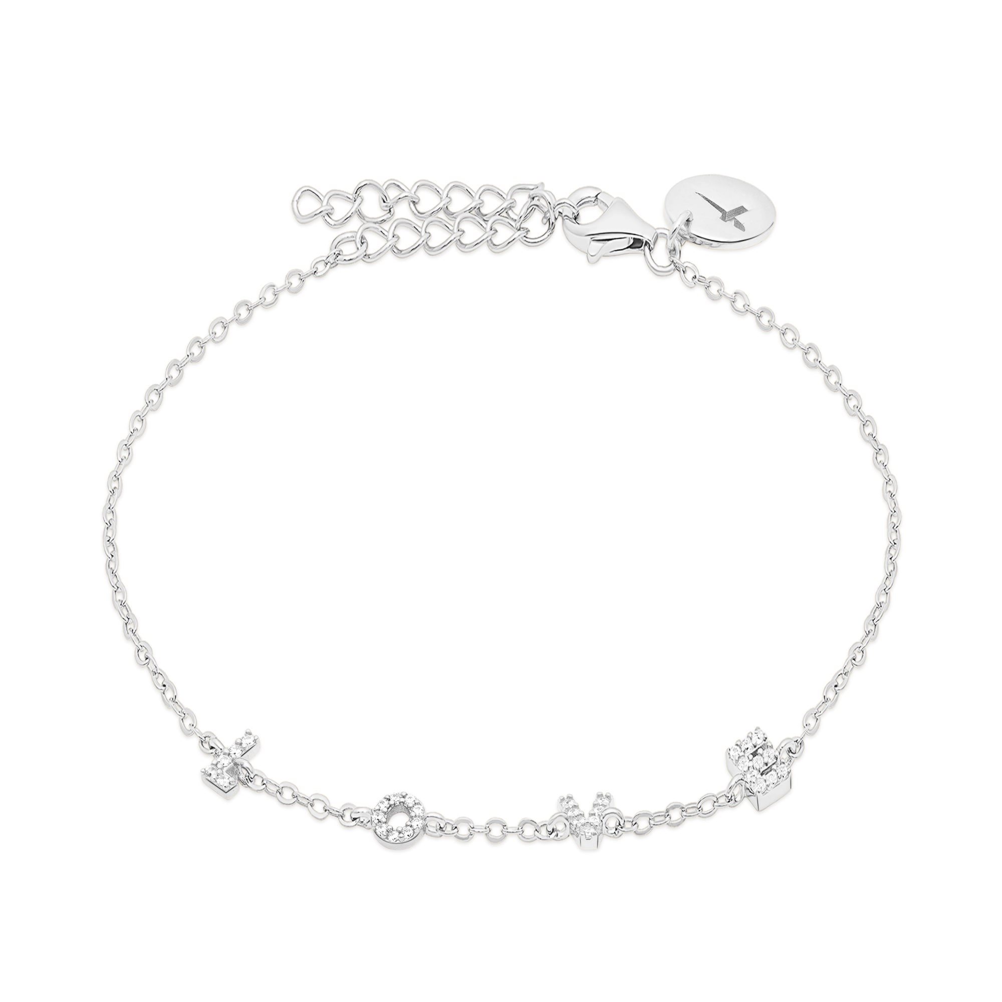 Tamaris Silberarmband »Schmuck Geschenk Silber 925 Armkette Love Letters« mit Zirkonia (synth.)