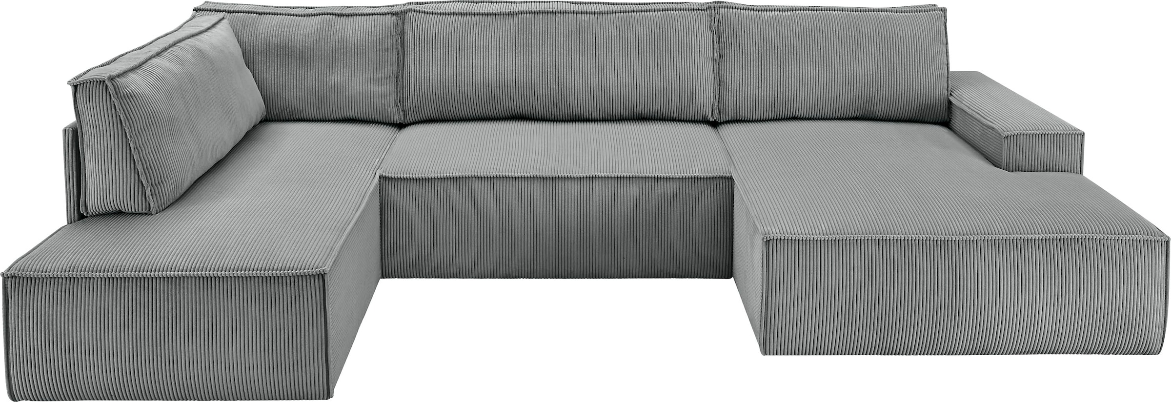 Home affaire Wohnlandschaft »SHERWOOD 329 cm, U-Form, Schlafsofa,«, Schlaffunktion m. Bettkasten (194x139 cm), Cord, Vintage, Samtvelours
