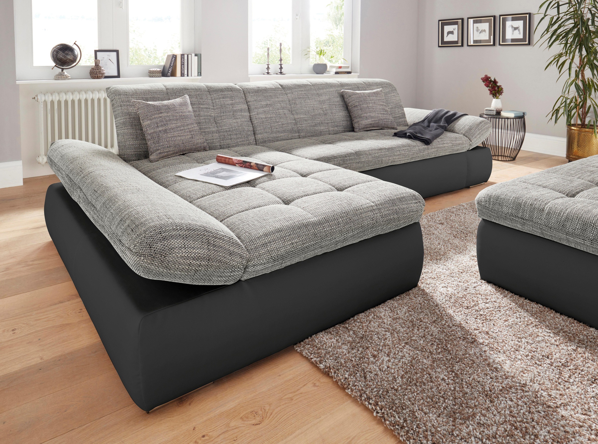 DOMO collection Ecksofa »PB Moric wahlweise mit Bettfunktion + Armteilverstellung, L-Form«, im XXL-Format, B/T/H:300/172/80 cm, feine Steppung