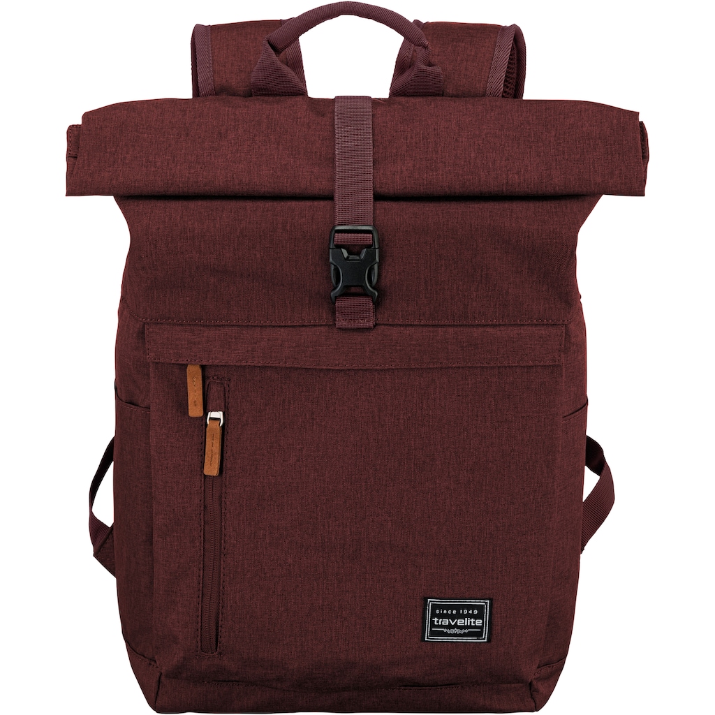 travelite Laptoprucksack »Basics Rollup, bordeaux«