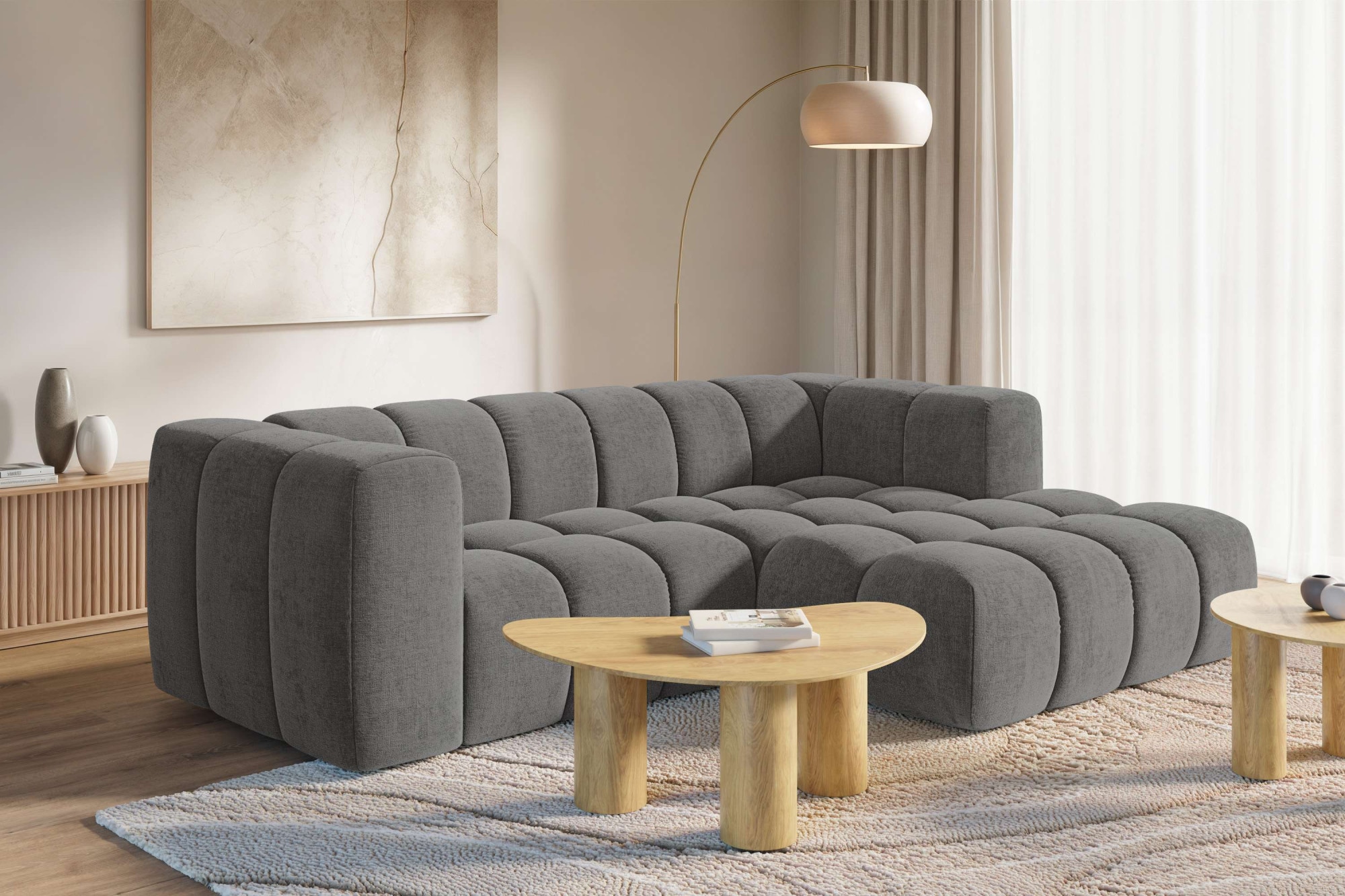 homsy by Ana Johnson Ecksofa »»L« BOUBELLE L-Form, Design-Sofa, Bubble-Optik, Breite 247 cm« hoher Sitzkomfort dank Wellenunterfederung, L Sitztiefe 63 cm