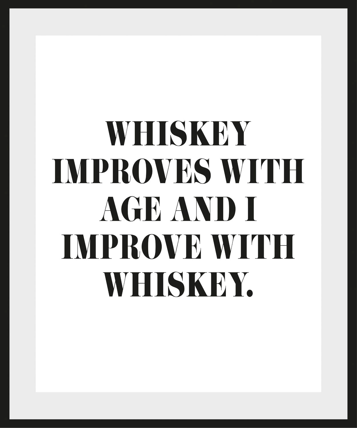 queence Bild »WHISKEY«, Schriftzug-Humor-Sprüche & Texte-Schwarz-Weiß, (1 St.), HD Premium Poster-Druck inkl. Holzrahmen