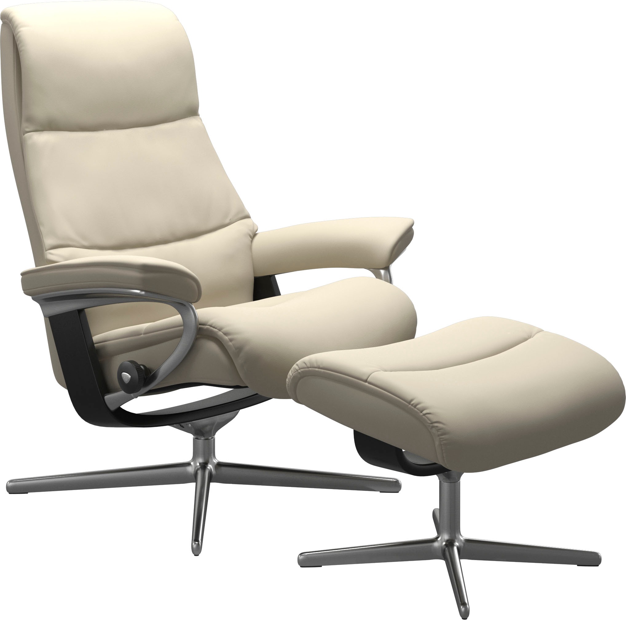 Stressless® Relaxsessel »View«, (Set, Relaxsessel mit Hocker), mit Hocker, mit Cross Base, Größe S, M & L, Holzakzent Schwarz