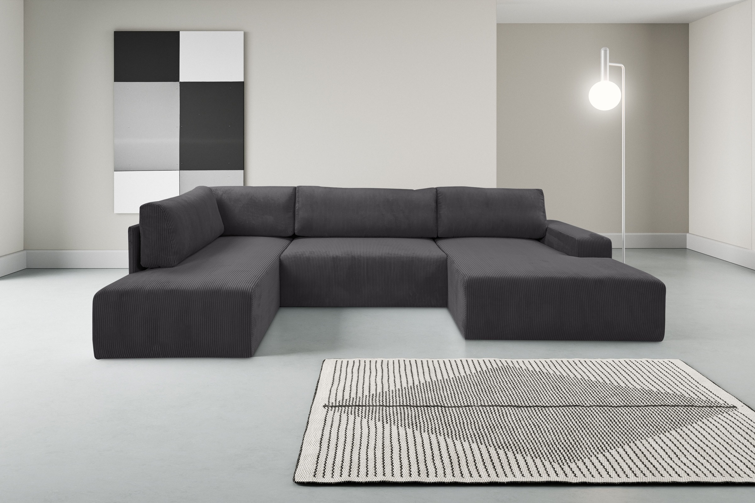 WERK2 Wohnlandschaft »Rotterdam-U, U-Form, in kuschelweichem Cord oder Brei günstig online kaufen
