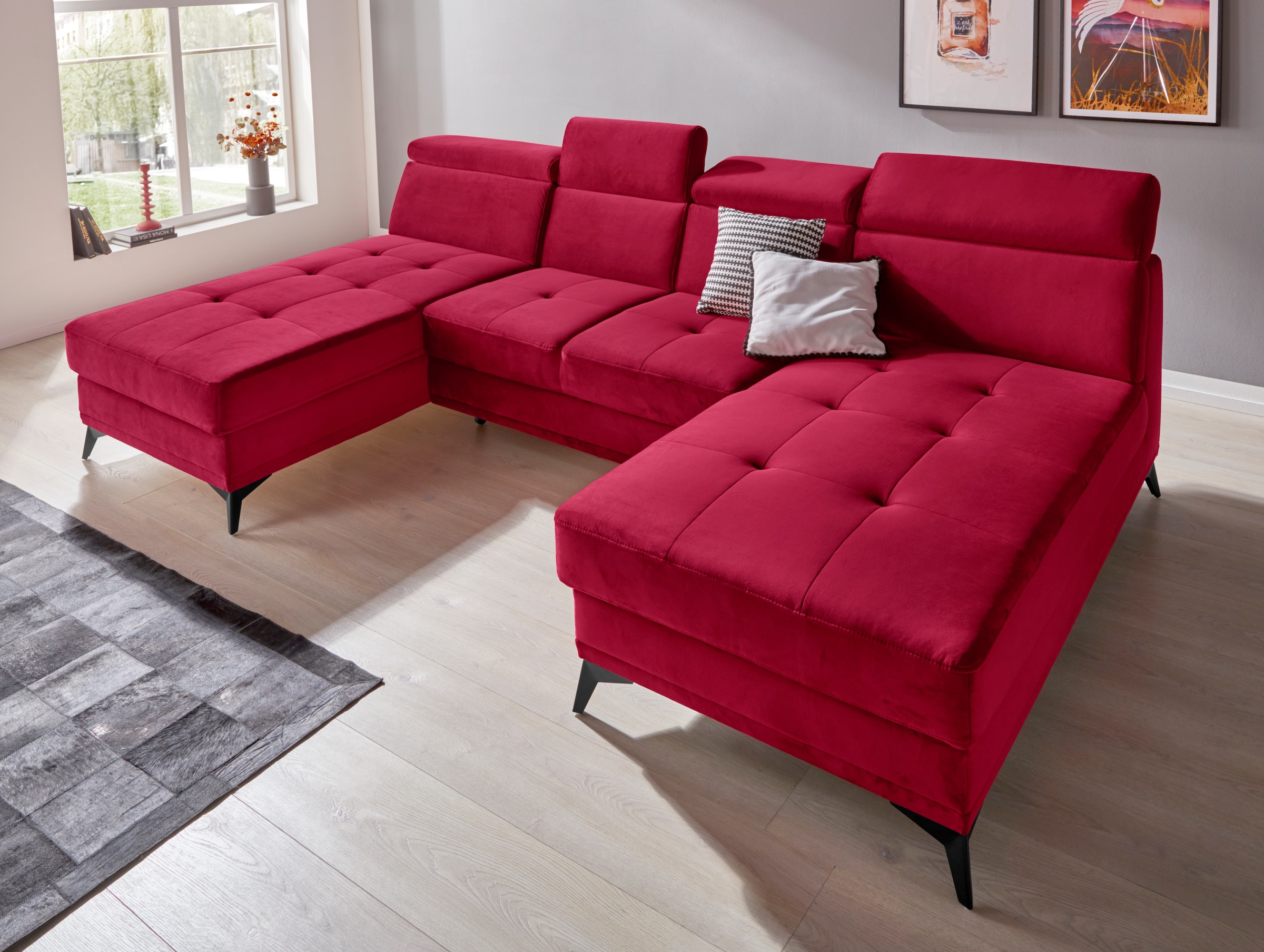 Home affaire Wohnlandschaft »Cardiz U-Form« inkl.Kopfteilverstellung und Fe günstig online kaufen