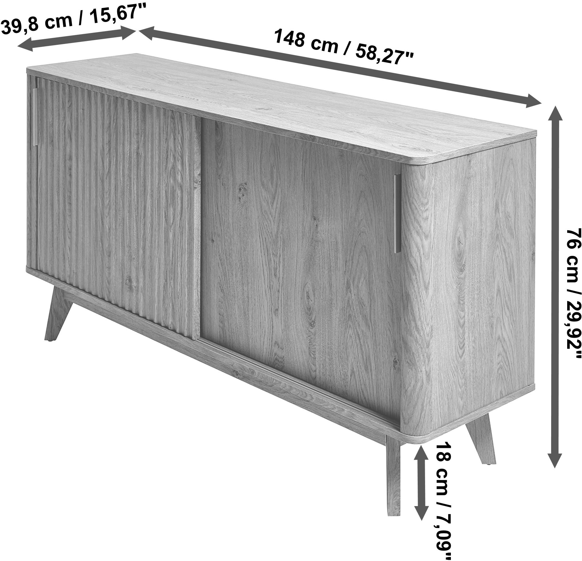 Jahnke Sideboard »WAVE SBS 145«, (1 St.), Retro-Stil, mit 2 Schiebetüren, ca. 148 cm
