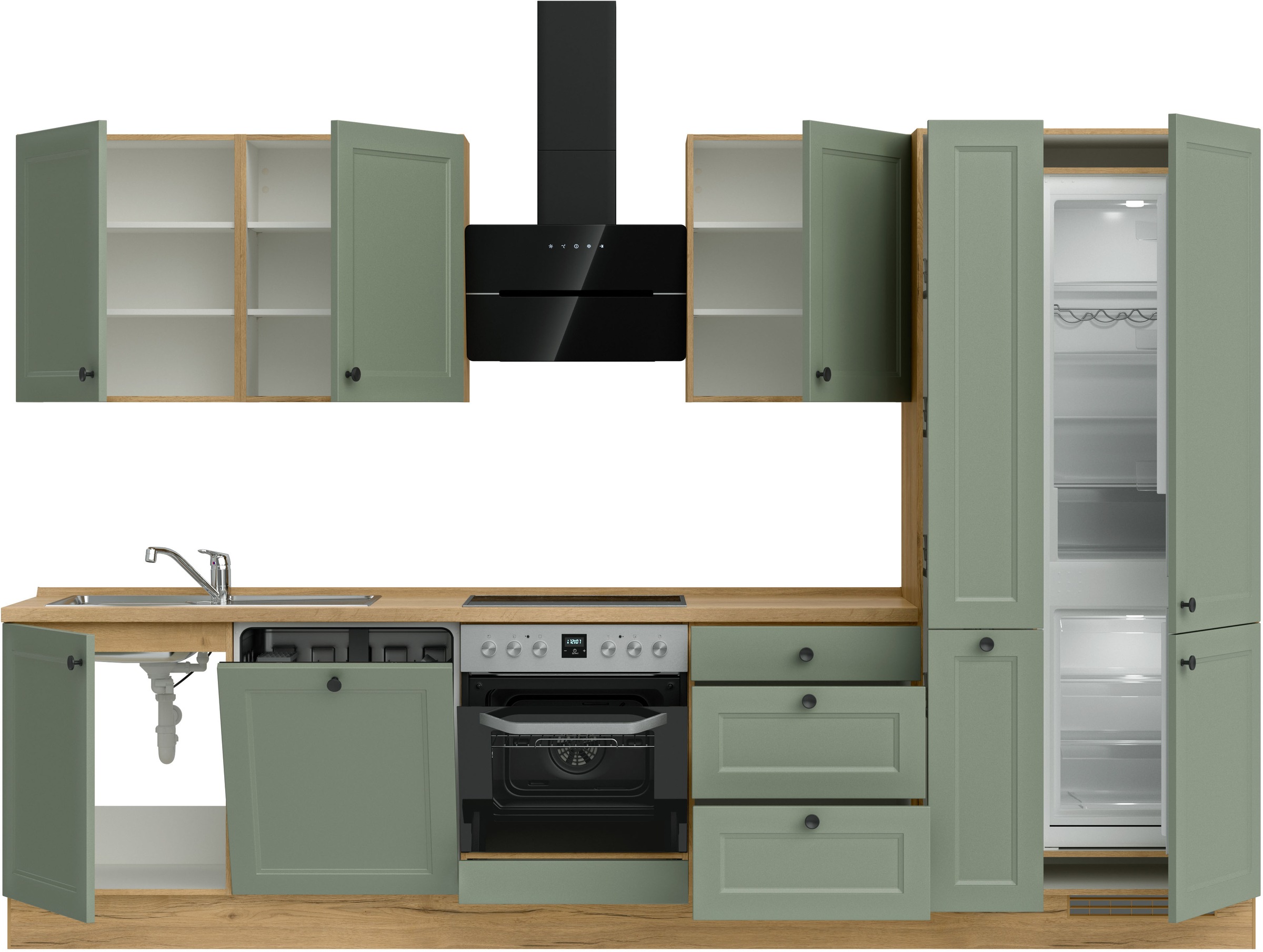 nobilia® Küchenzeile »"Cascada II"«, vormontiert, Breite 330 cm, Ausrichtung wählbar, wahlw. mit E-Geräten