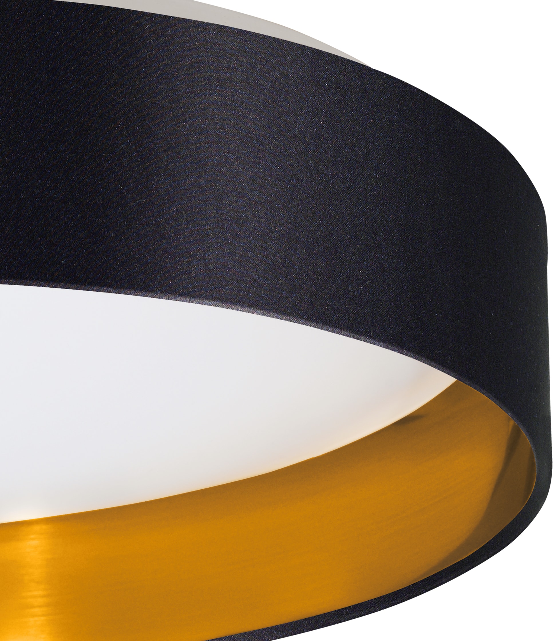 Leonique LED Deckenleuchte »Juria«, 1 flammig, Leuchtmittel LED-Modul | LED fest integriert, Deckenlampe Ø38 x H9 cm mit Textil-/Stoffschirm, CCT, Fernbedienung