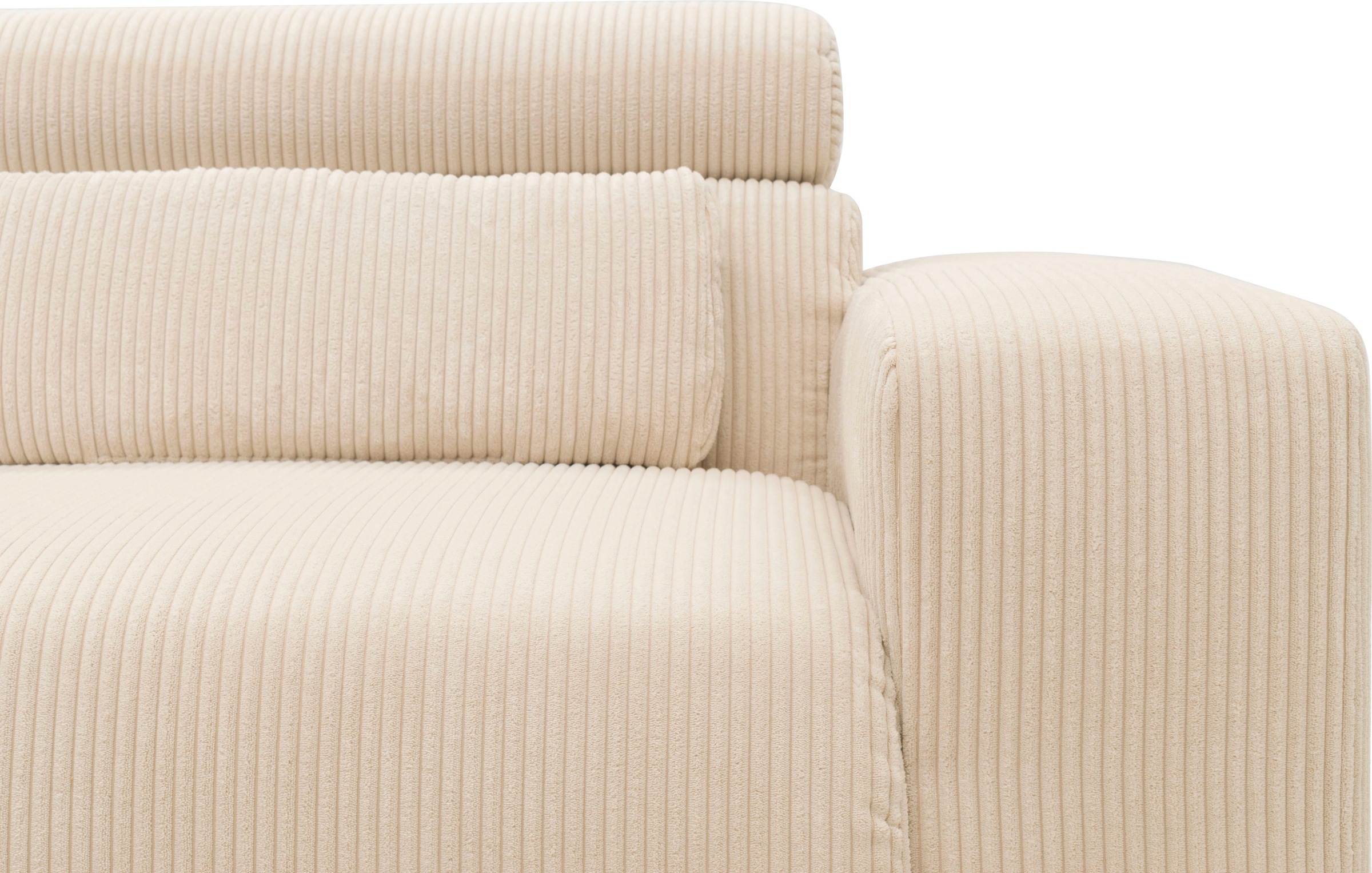 DOMO collection Ecksofa »Brandon B/T: 214/100 cm, belastbar bis 140kg/ Sitz, L-Form«, Cord, creme