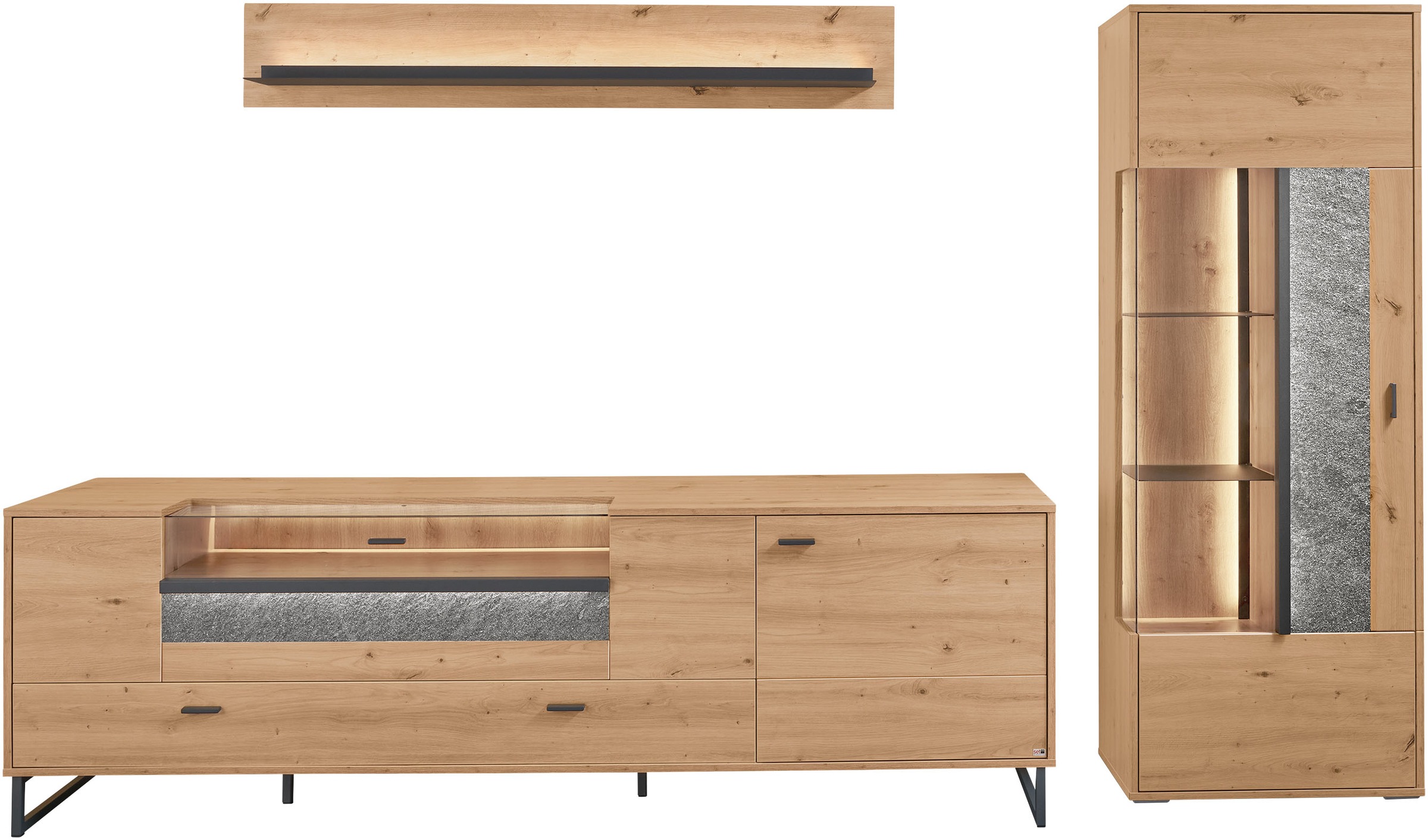 set one by Musterring TV-Wand "Deltona" 3 Stk. tlg. Zierelemente aus Sandst günstig online kaufen