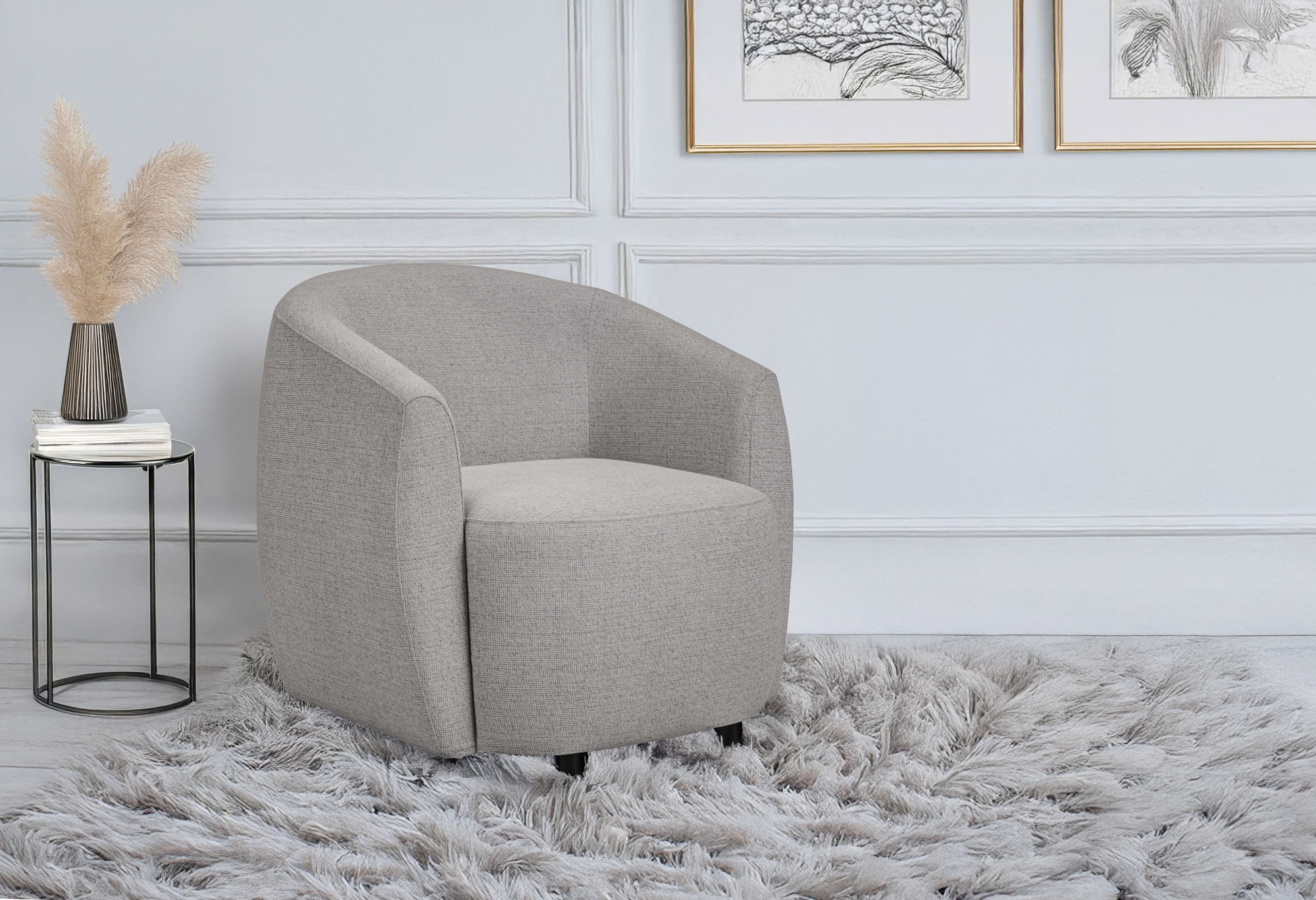 andas Sessel »Vallsta«, Breite 85 cm, Chenille oder Boucle Stoff, Drehfunktion verfügbar