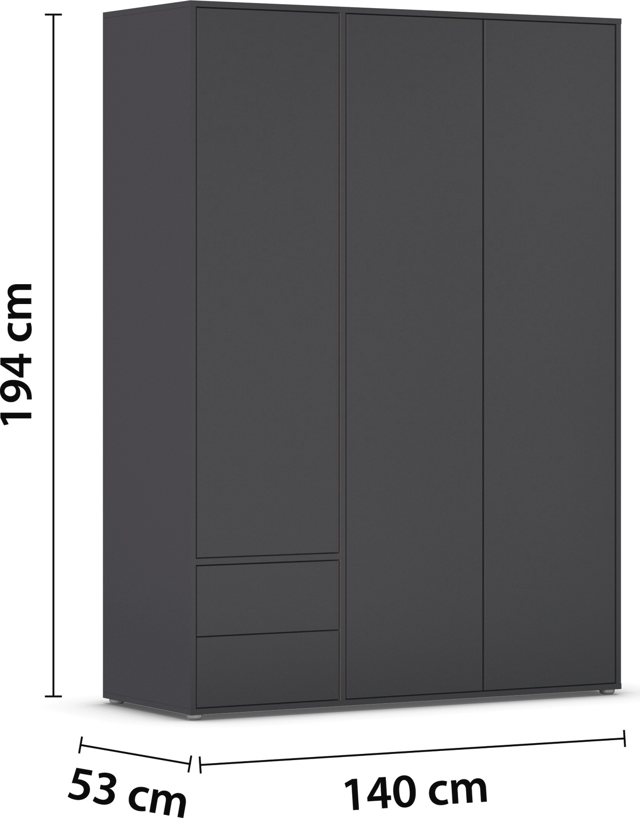 rauch Drehtürenschrank »Kleiderschrank Schrank Garderobe Wäscheschrank NABILA viel Stauraum«, (in 3 verschiedenen Ausstattungen BASIC/CLASSIC/PREMIUM), mit 2 Schubladen und Push-to-Open Funktion TOPSELLER MADE IN GERMANY