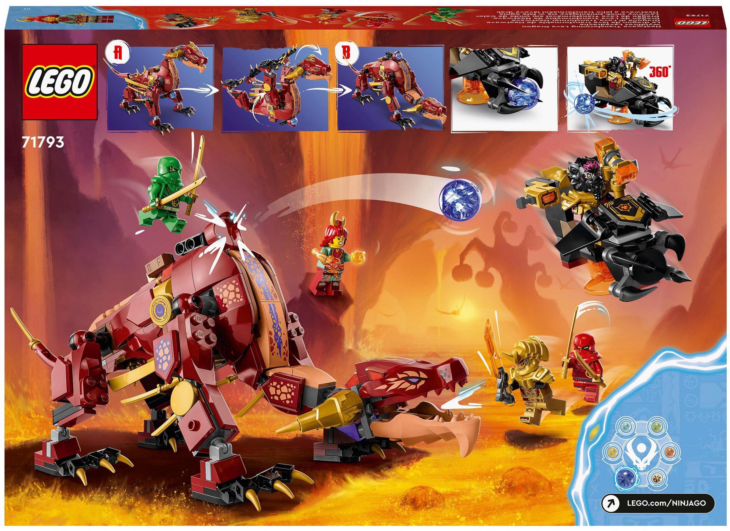 LEGO® Konstruktionsspielsteine »Wyldfyres Lavadrache (71793), LEGO® NINJAGO«, (479 St.), Made in Europe