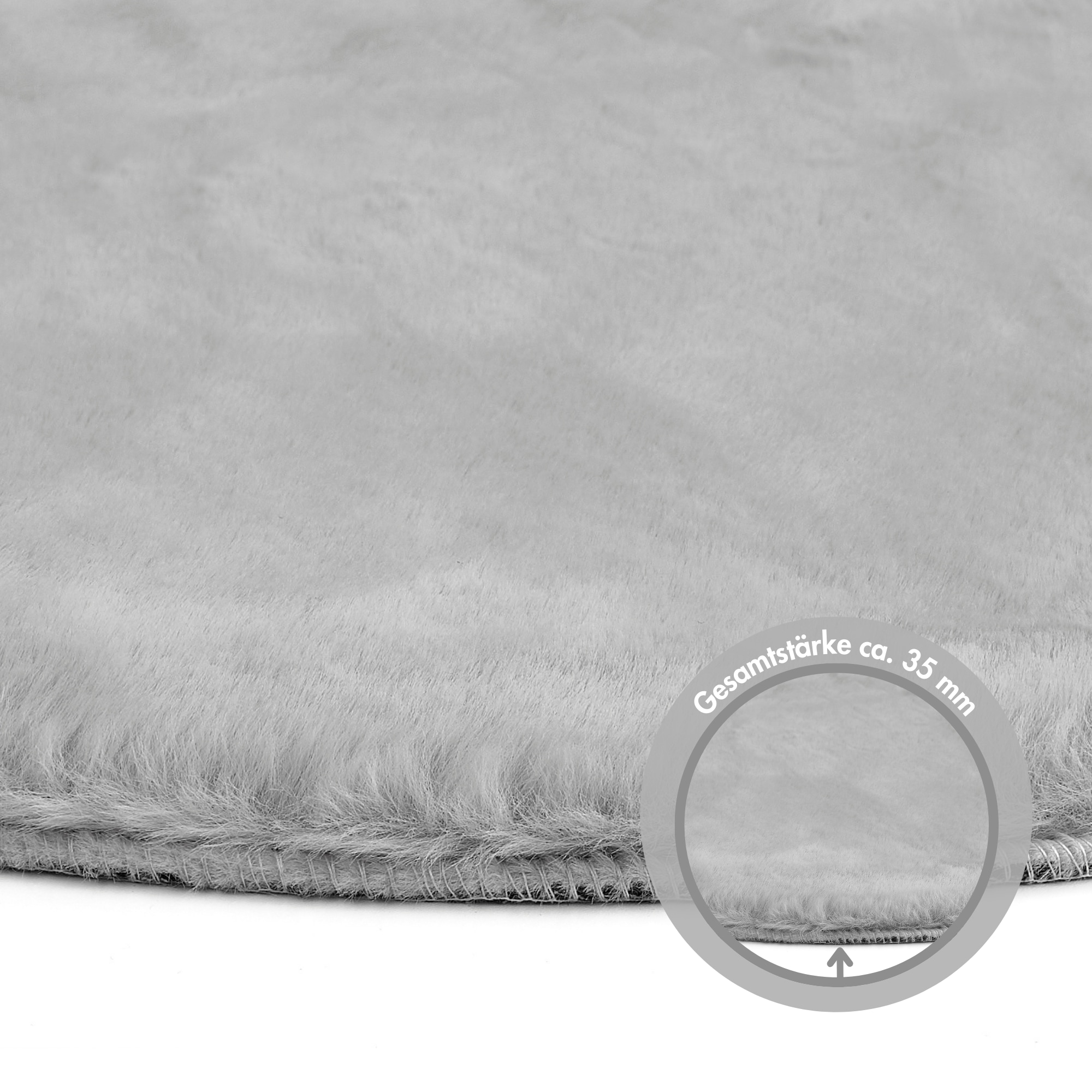LUXOR living Fellteppich »Novara«, rund, 30 mm Höhe, Kunstfell, Kaninchenfell-Haptik, besonders weicher Hochflor