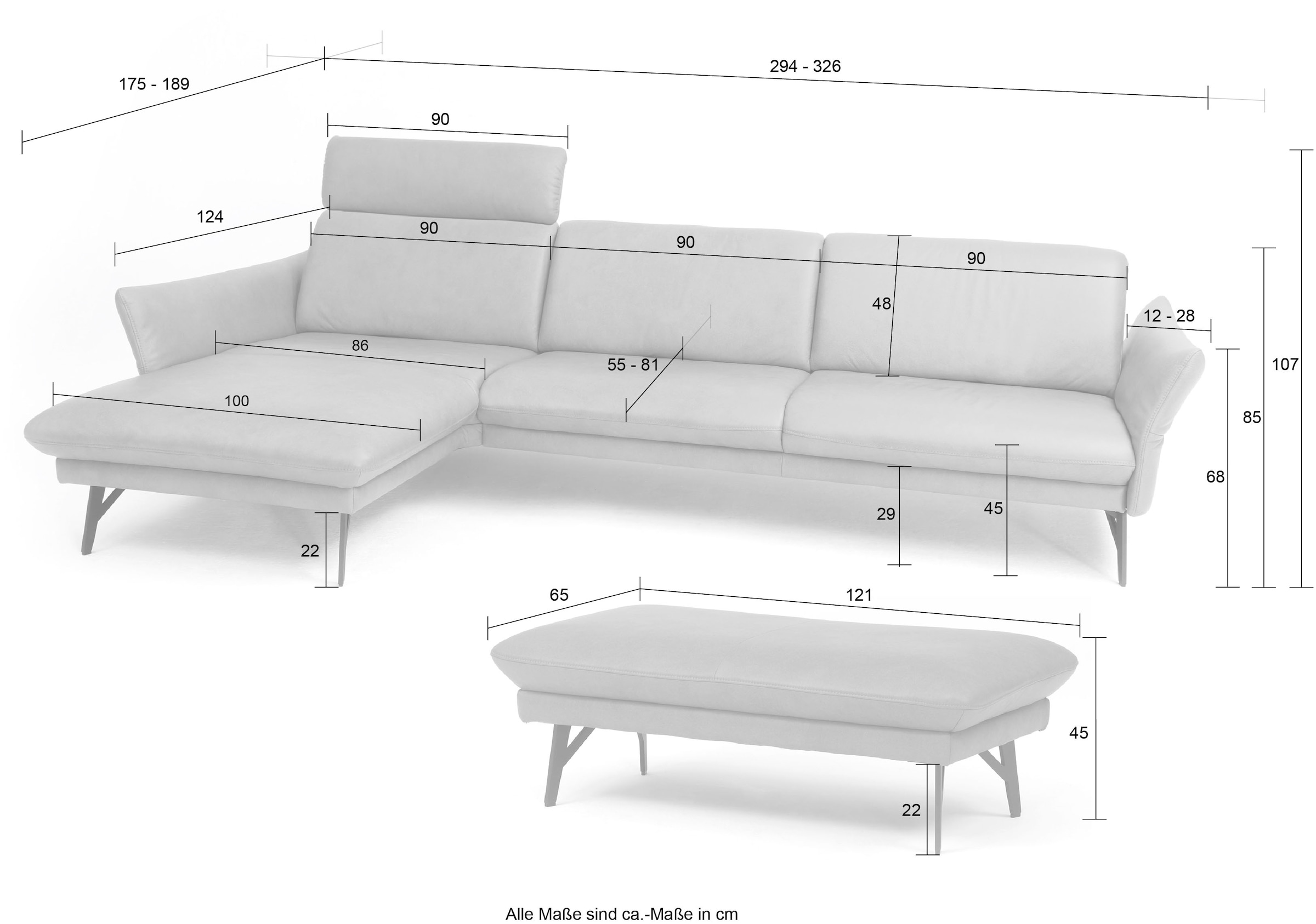 himolla Ecksofa »1928«, (Sofa mit oder ohne Hocker auswählen!), ohne Hocker, Füße anthrazit