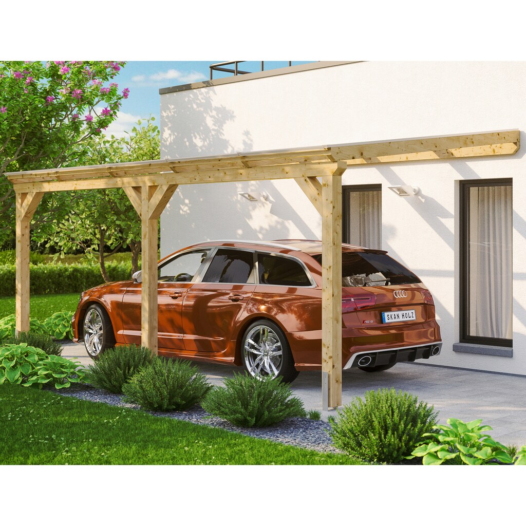 Skanholz Anlehncarport »Vogtland«, Leimholz-Nordisches Fichtenholz, 276 cm, natur