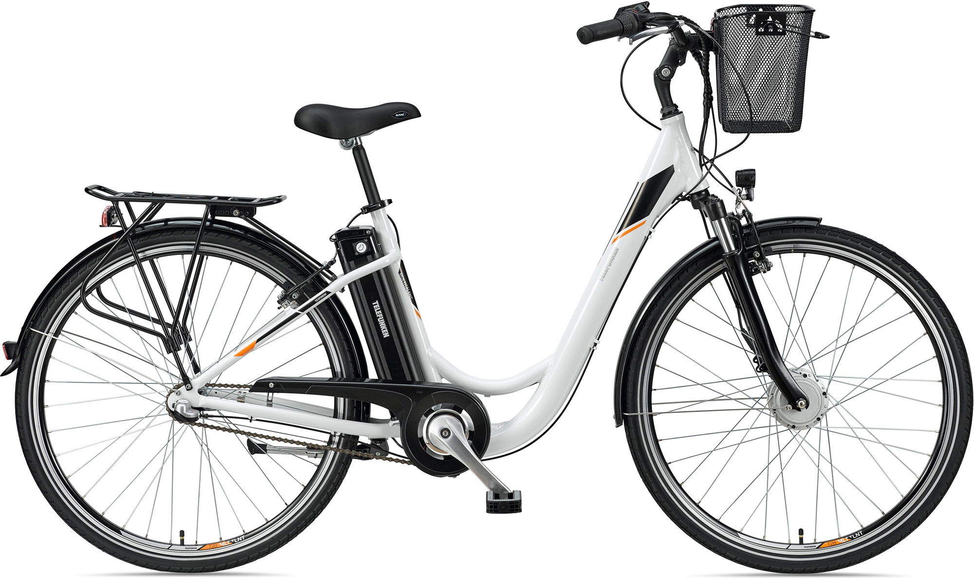 Telefunken E-Bike »Multitalent RC830«, 3 Gang, Shimano, Nexus, Frontmotor 250 W, mit Fahrradkorb, Pedelec