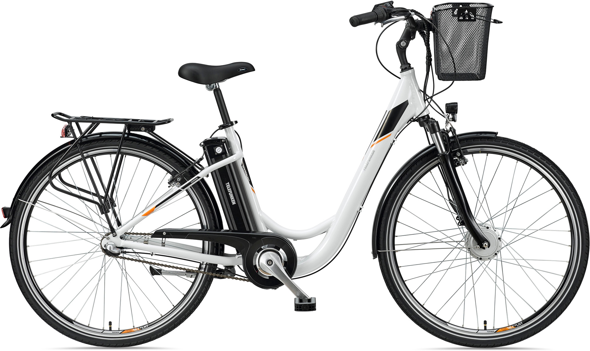 E-Bike „Multitalent RC830“, 3 Gang, Shimano, Nexus, Frontmotor 250 W, mit Fahrradkorb weiß 28 Zoll (71,12 cm) 48 cm – 28 Zoll (71,12 cm)