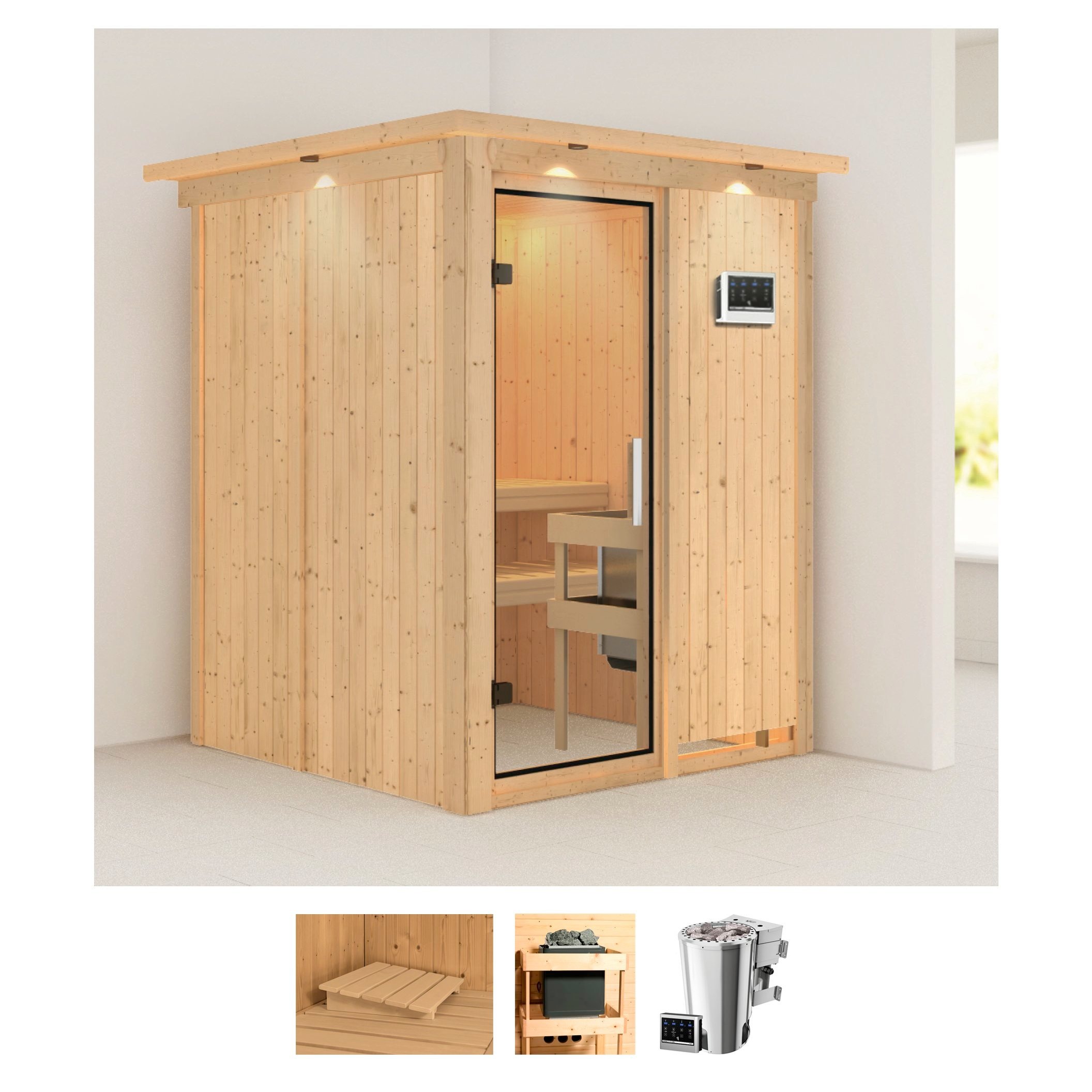 Karibu Sauna »Milaja«, 3,6-kW-Bio-Plug & Play Ofen mit externer Steuerung günstig online kaufen
